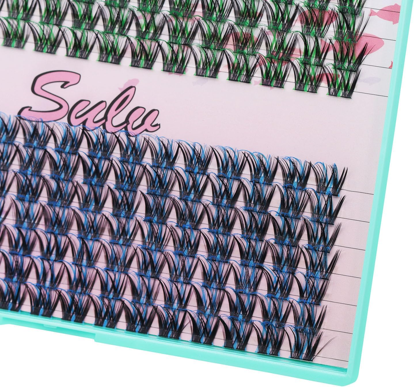 SULV False Eyelashes Cluster D Curl Lash Extensions Cluster 10-18Mm Colored Lashes Cluster Colorful Lashes Colors Dramatic Lash Clusters (Wm005-Black Green+Black Blue-18Mm) image number 5