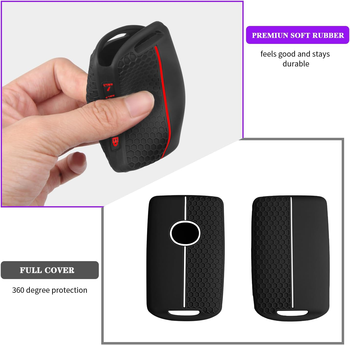 QBUC 2PCS for Mazda Silicone Rubber Key Fob Cover, Key Case with Keychain for 2019-2025 for Mazda 3 6 Cx-5 Cx-50 Cx-30 Cx-9 Smart Key Replacement Protector Car Accessories(4 Buttons) image number 6