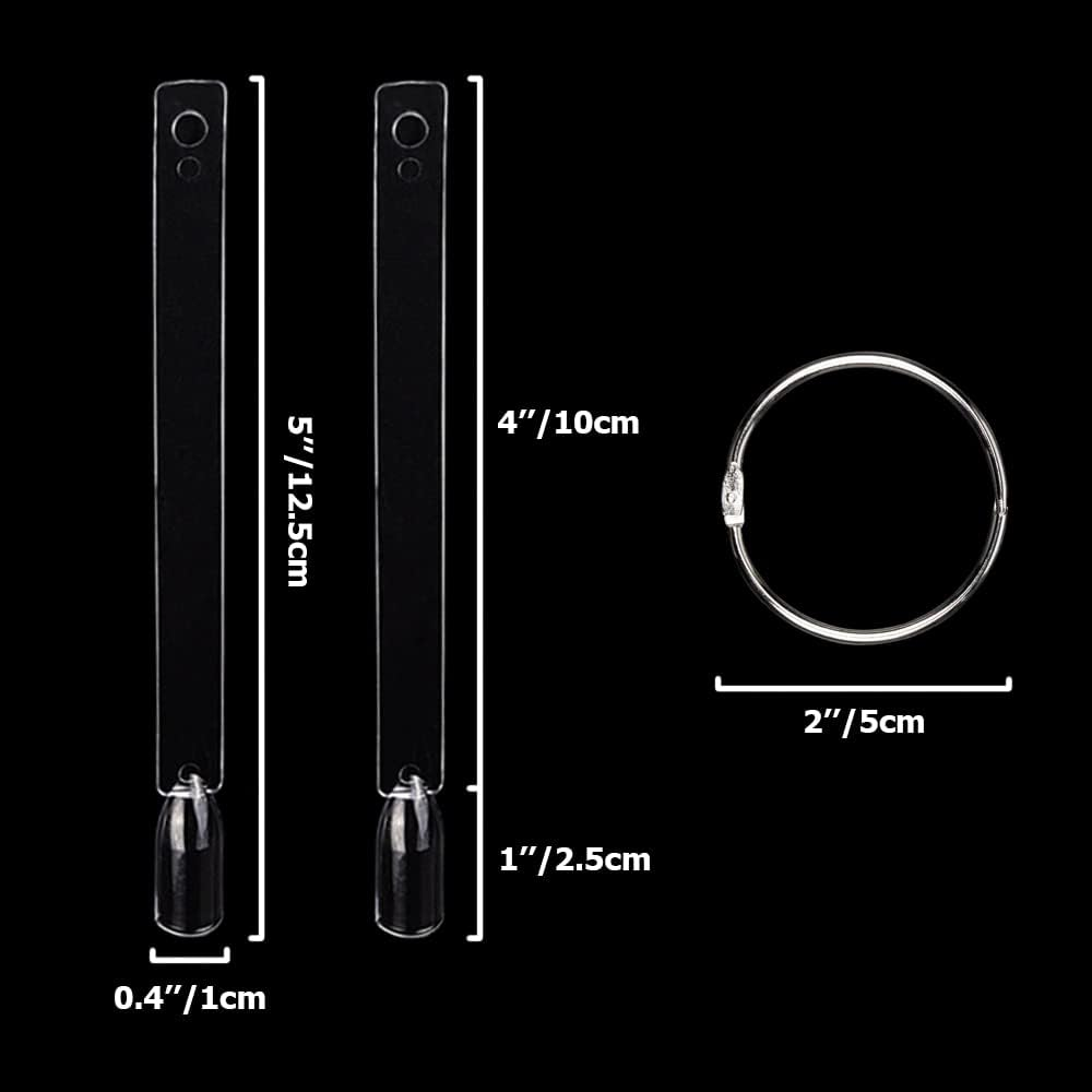 Nail Swatches 100Pcs Nail Swatch Sticks Nail Colour Display Nail Display Tips Nail Art Tips Sticks with Metal Ring for Nail Salon and Beginners(Clear)
