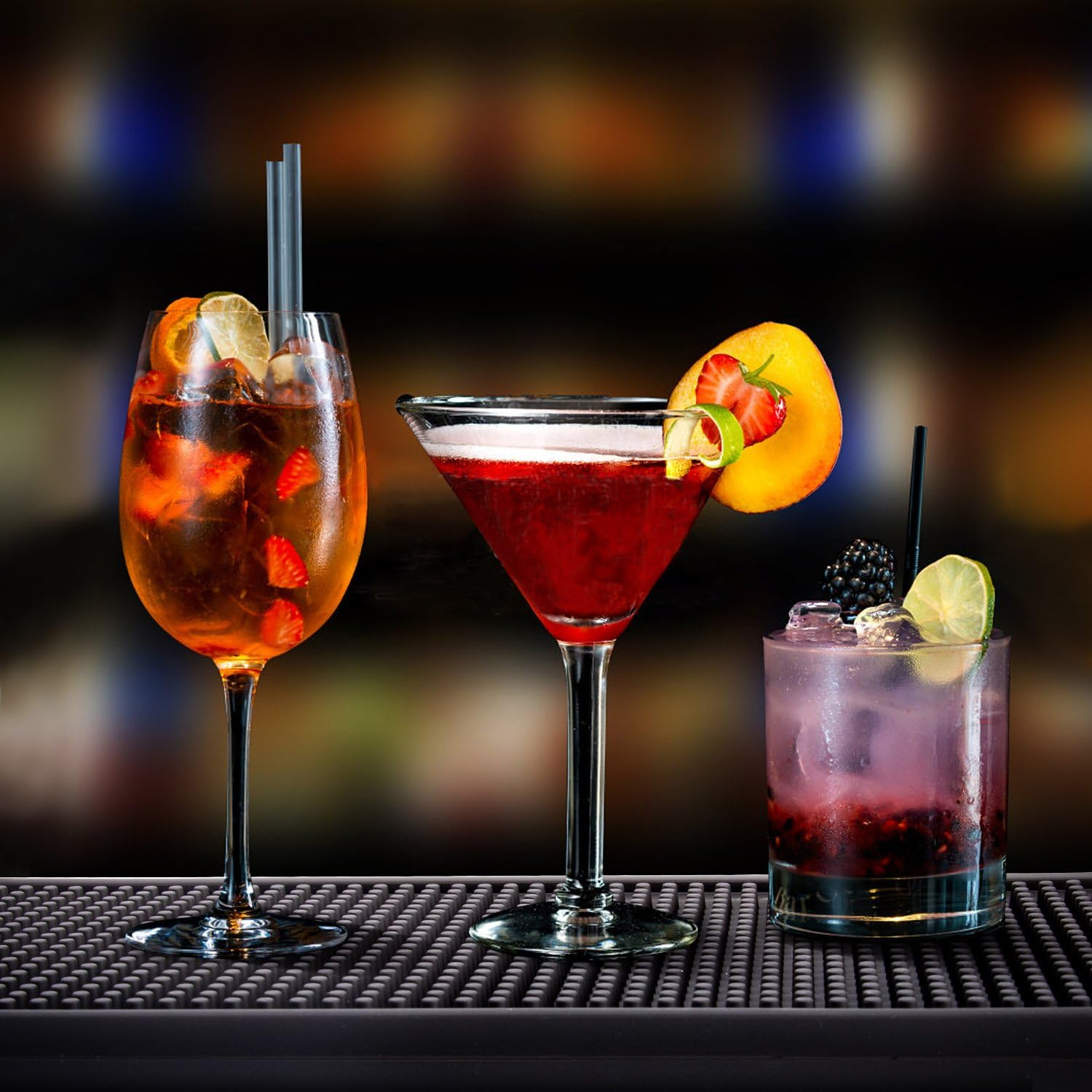 Facmogu 2PCS 12" X 6" Rubber Bar Mats, PVC Bar Service Mats for Cocktail Bartender, Spill Cup Pads Glass Whiskey Coffee Wine Tea Beer Coaster Placemats image number 2