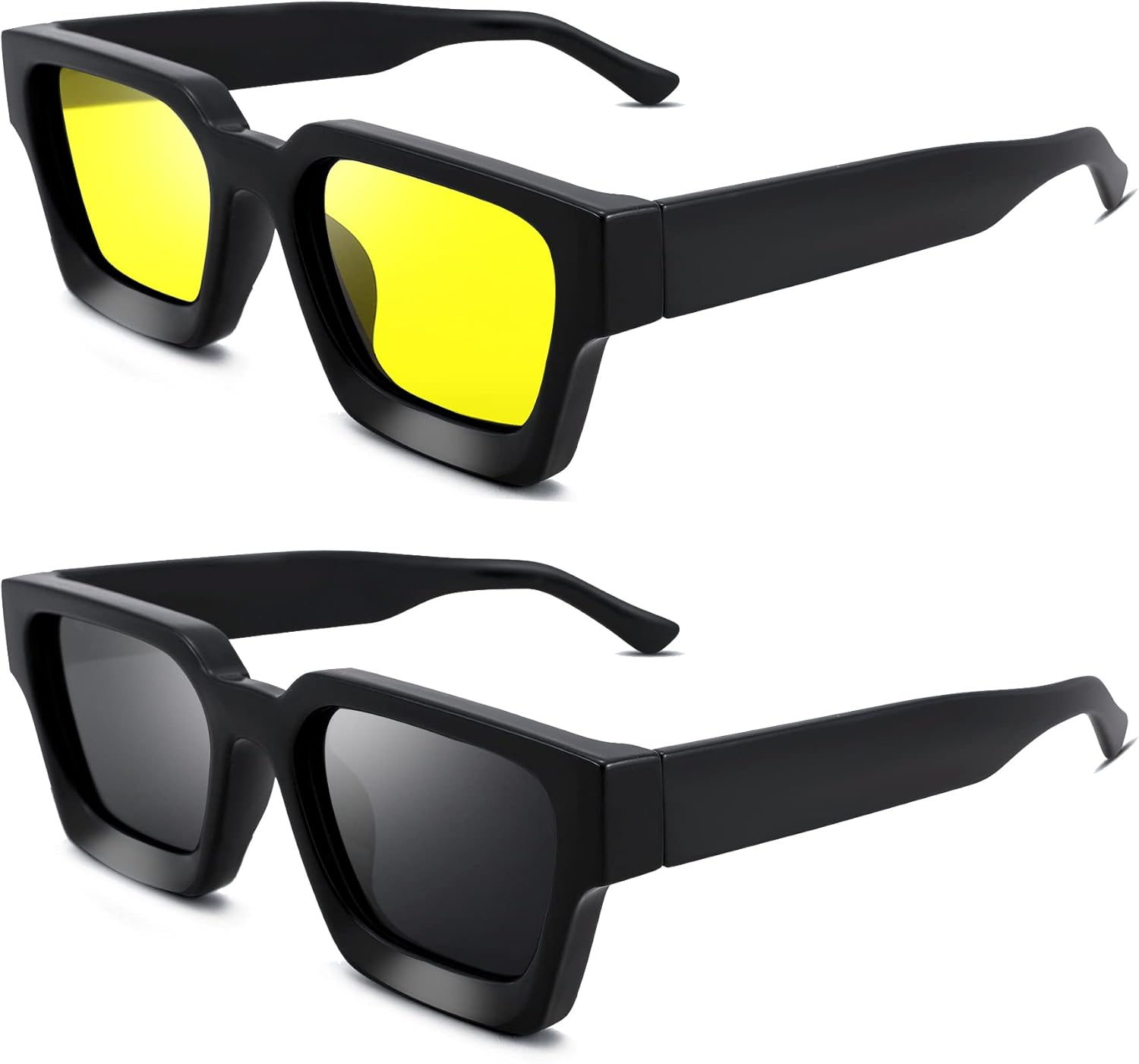 Braylenz Retro Square Sunglasses for Men Women Thick Frame Chunky Rectangle Shades