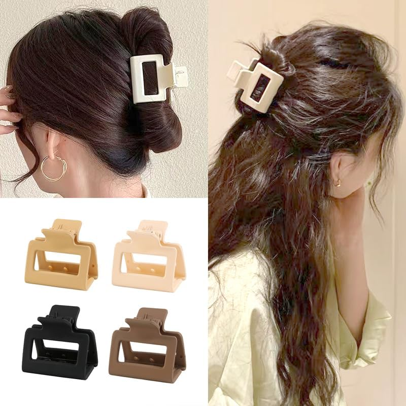 Hair Claw Clips 5Cm Fashion Women'S Solid Color Frosted PS Material Small Square Hairpin Hairpin Headdress Shark Clip Hair Accessories image number 6