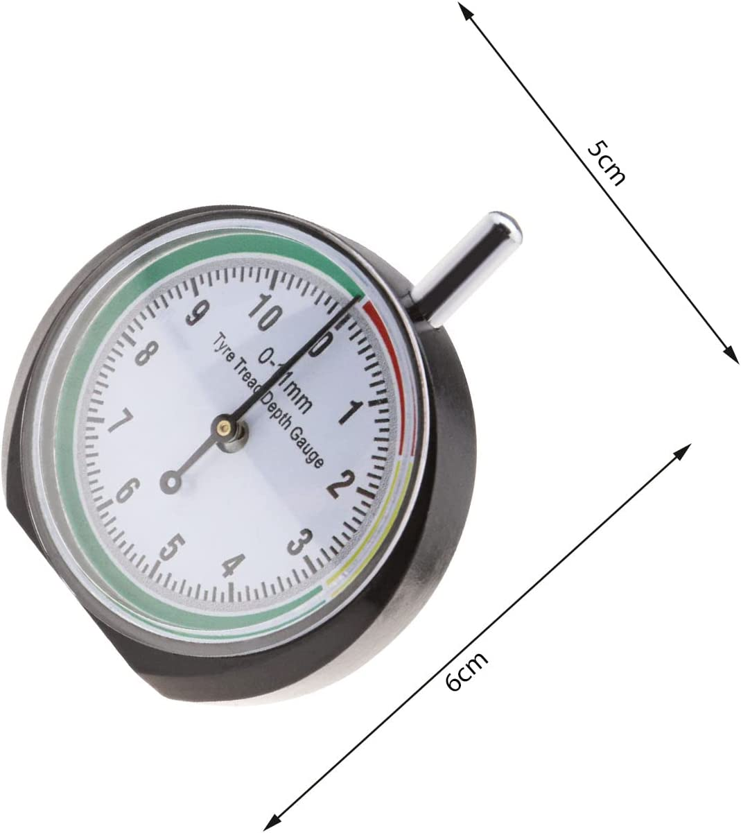 SING F LTD Professional Dial Type Tyre Tread Depth Gauge Portable Wheel Tyre Measurement Tool Range 0-11Mm for Cars Motorcycles Trucks Off-Road Vehicles image number 3