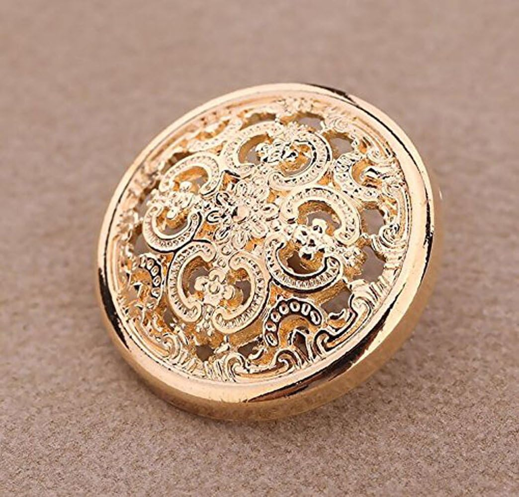 10PCS Clothes Button - Retro Hollow Sewing Button Shank round Shaped Metal Button Set for Men Women Blazer, Coat, Uniform, Shirt, Suit and Jacket, Gold, 20Mm image number 6