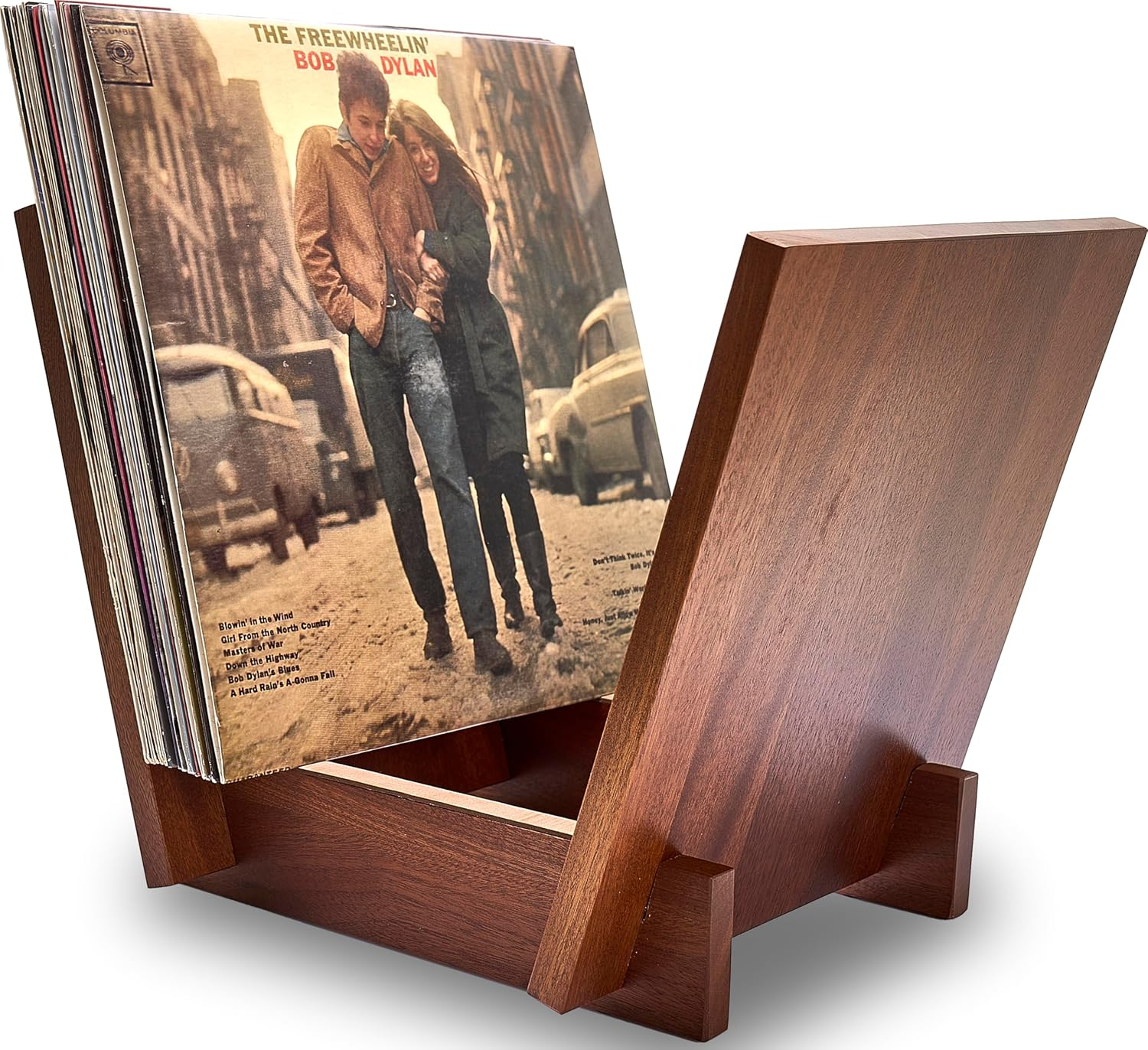 Honygebia Solid Wood Record Holder - Sapele Wooden Vinyl Record Stand, V-Shaped Album Rack for Display and Storage, Ideal for Storing Collection of 40 Premium Lps image number 5