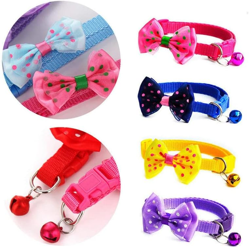 AIMALL Bow Tie Cat Dog Kitten Collar with Breakaway Safety Release Buckle & Bell, Adjustable 0.39In Width, 7.5-12.6In Neck Size image number 5