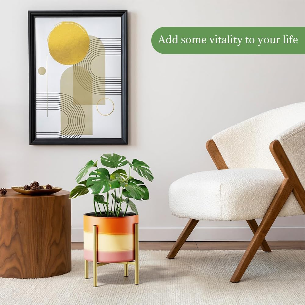 Metal Plant Stand, Adjustable Telescopic Flower Stand, Outdoor Indoor Potted Container Stand, Outdoor Garden Display Stand, Suitable for Living Room, Balcony, Corridor(Gold) image number 4