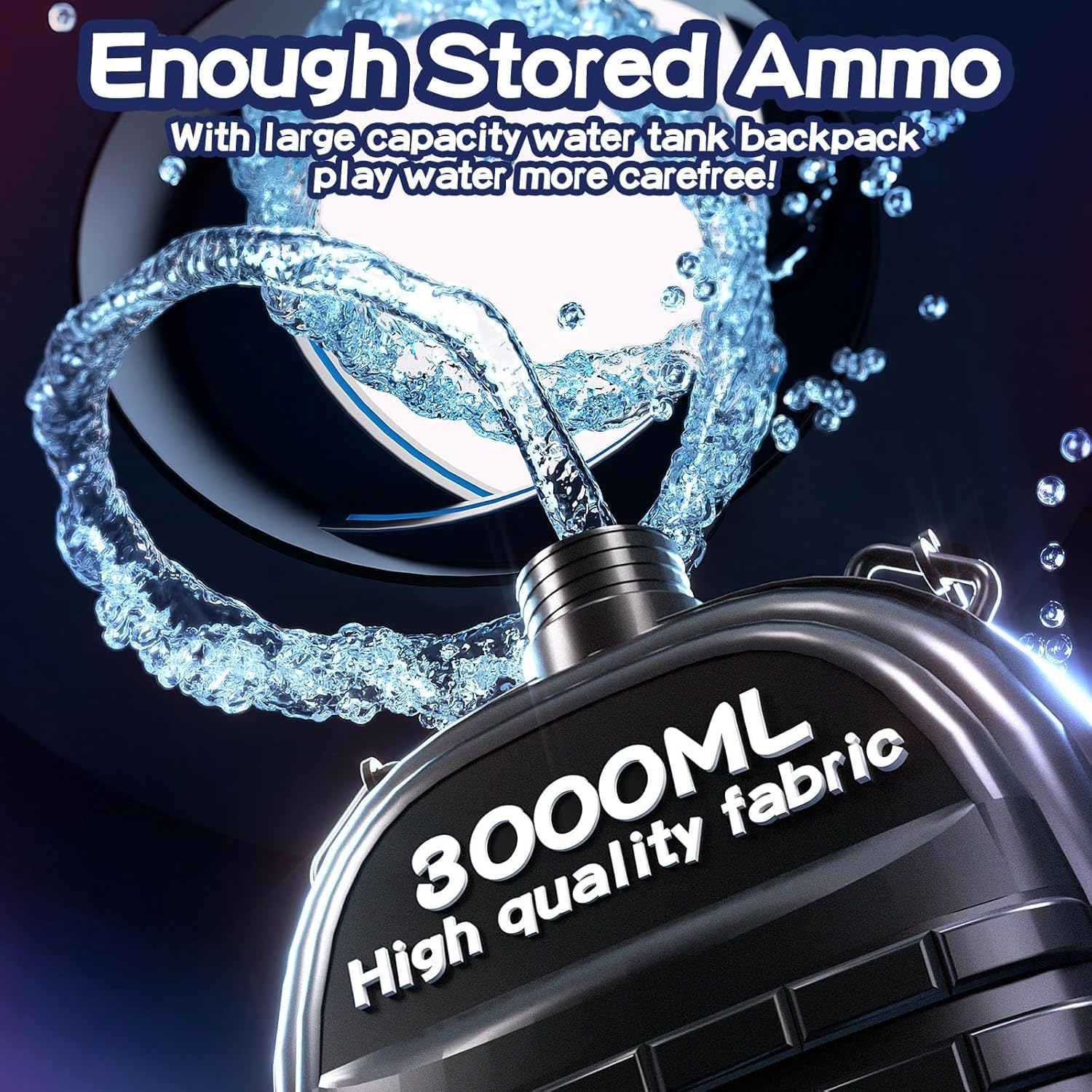 Gatling Electric Water Gun, New Double Barrel Gatling Water Guns with Rotating and LED Light,Adult High Power Rechargeable Water Gun with Backpack Tank,Two Batteries,Outdoor Toys for Kids 8-12 image number 2