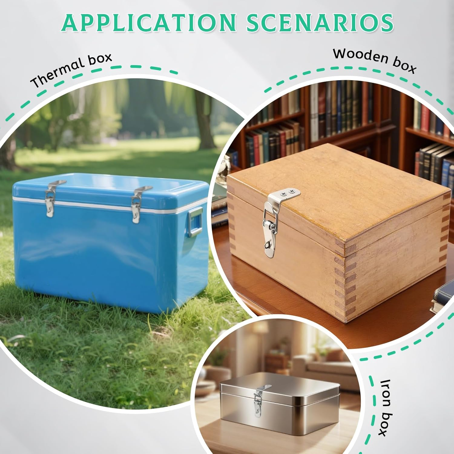 10 PCS Stainless Steel 90 Degree Spring Toggle Lock with Clasp Buckle Latch, Tool Box Door Hood Locks Latches, Cabinet Latch Hardware Corner Latch for Box Cabinet Door Barn Wooden Case (Silver) image number 4