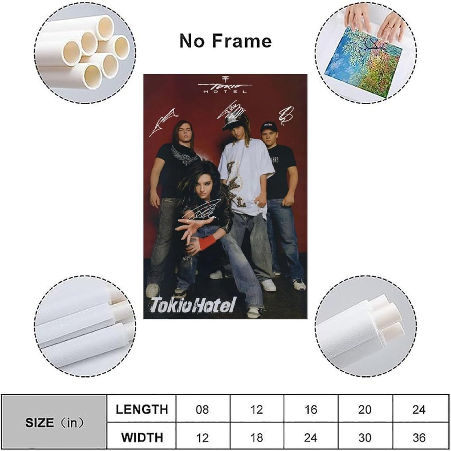 Band Signature Tok-Io Poster Rock Hotel Poster Canvas Painting Wall Art Picture Home Decor Print for Bedroom Living Room Dorm Study Bar Office 12X18Inch(30X45Cm) - Style image number 2