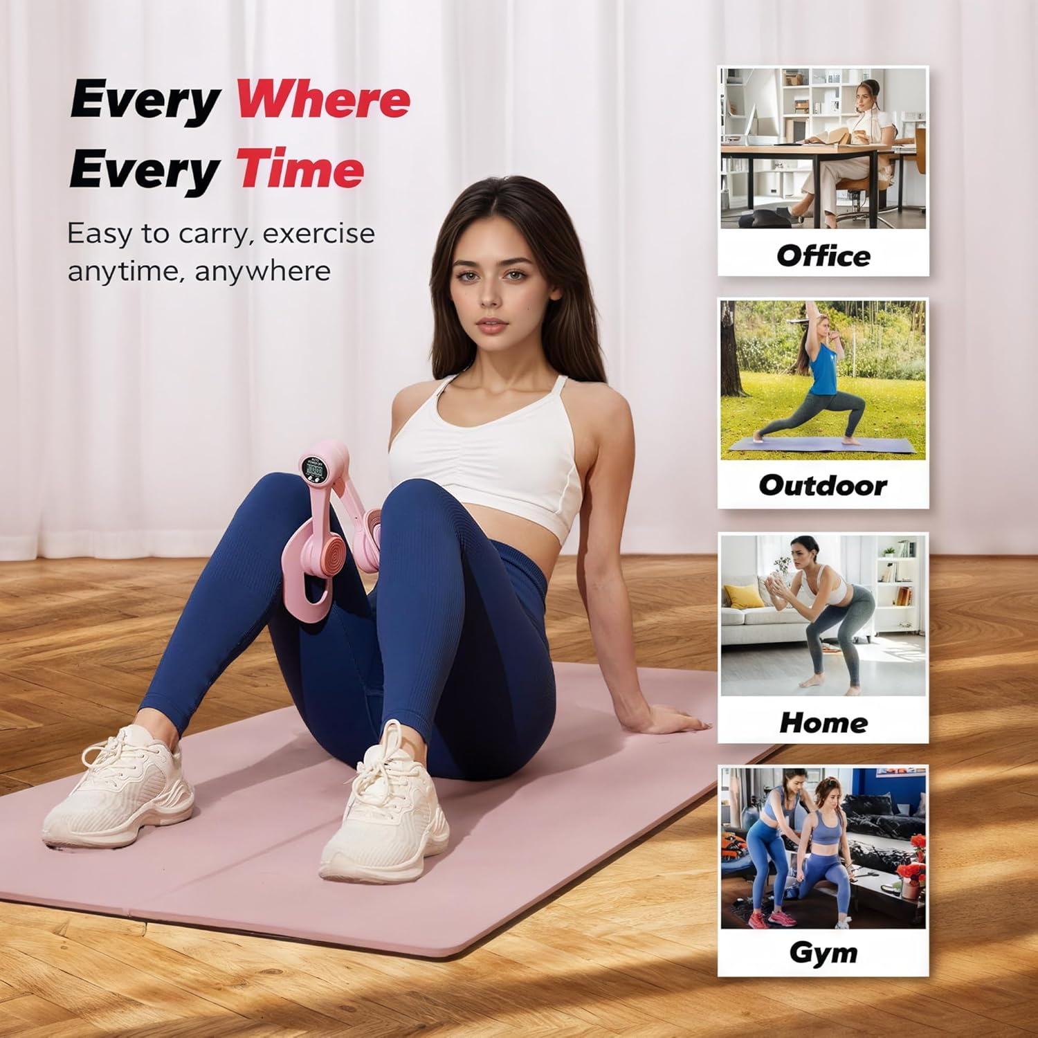 TSWCBYYLB Thigh Master Pelvic Floor Muscle Exercise Trainer Devices with Display Counter for Women image number 3