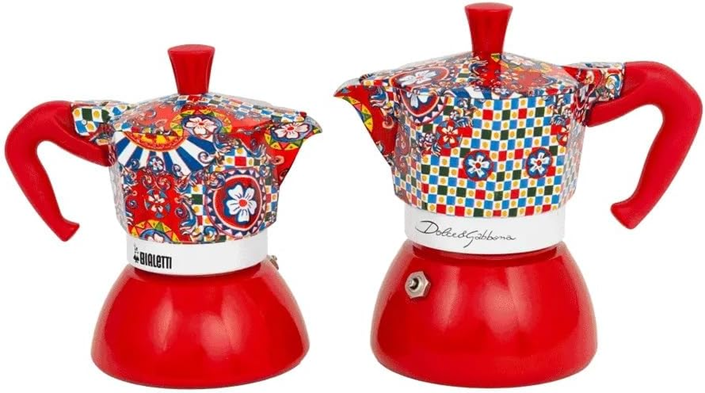 Bialetti Dolce&Gabbana Sicilian Cart Moka Induction Coffee Maker | Bi-Layer Boiler Technology | Compatible with Induction, Electric & Gas Stovetops | Soft-Touch Handle | 90 Ml Capacity, 2 Cups image number 2