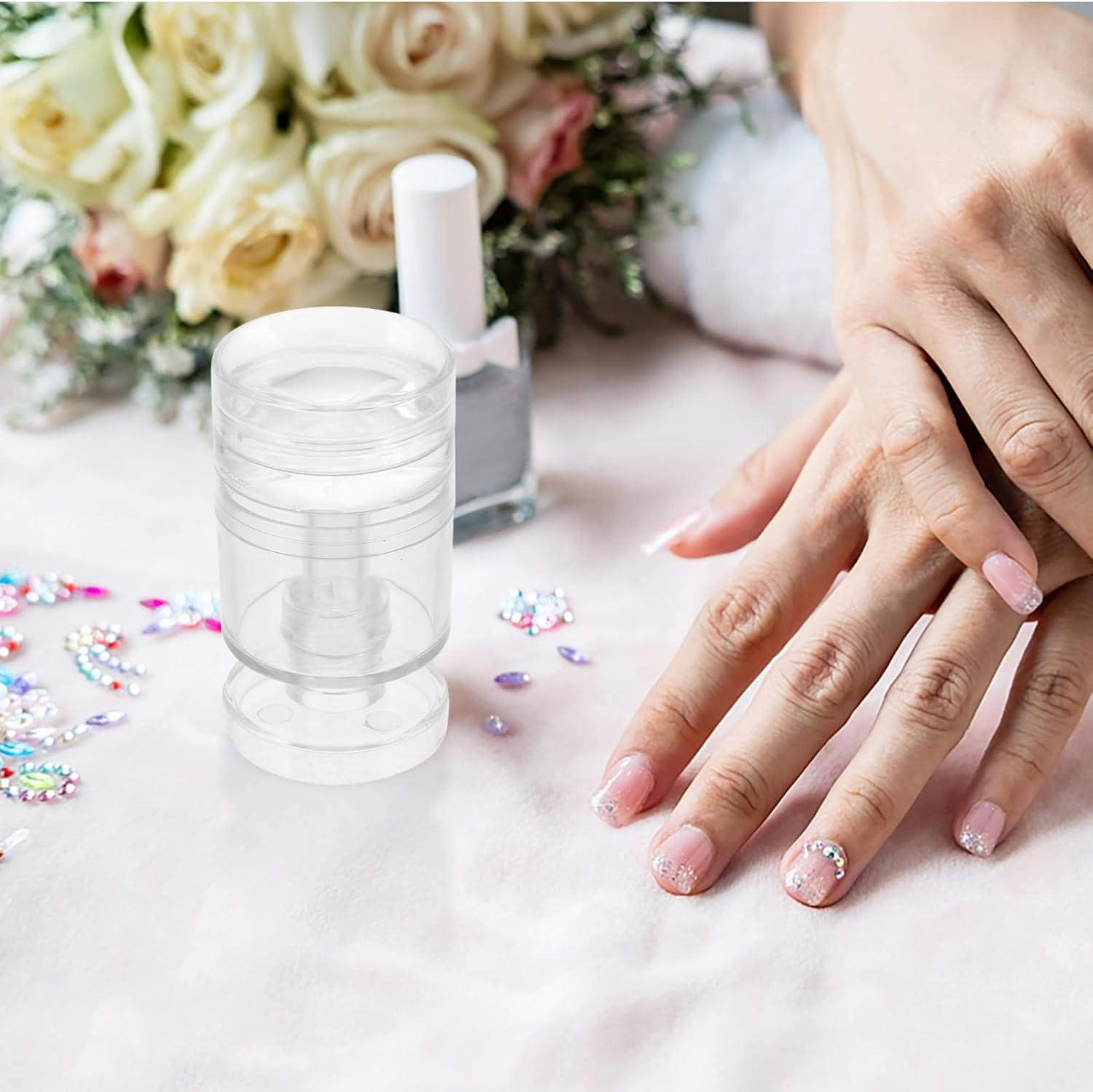 CIYODO Rotatable Transparent Nail Art Stamper with Silicone Head and Scraper Pattern Manicure Tool for Precise Nail Design and DIY Manicure Pedicure Use image number 2