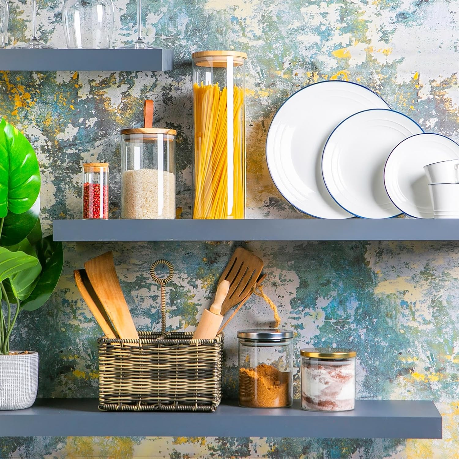 Argon Tableware Scandi Storage Jars with Wooden Lids - 750Ml - 3 Pack - Modern round Organisation Container Glass Jar for Kitchens, Pantry, Bathrooms, Utility Rooms - Clear image number 6