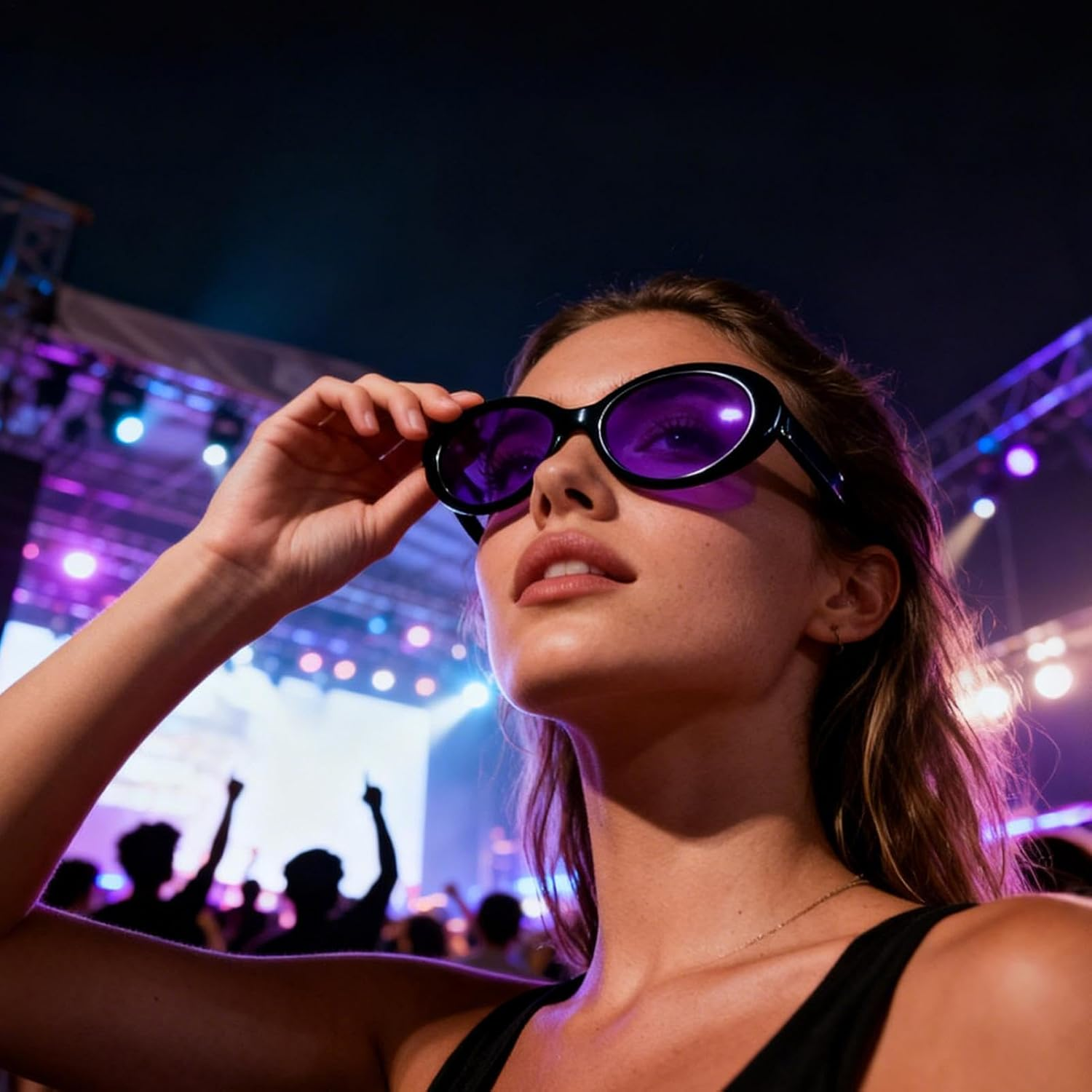 Veasbuu Sunglasses Trendy | Trendy Eyewear | Violet Sunglasses with Curved Nose Pads | for Men Women Birthday Commuting Street Wear Party Music Festivals Club Photography image number 6