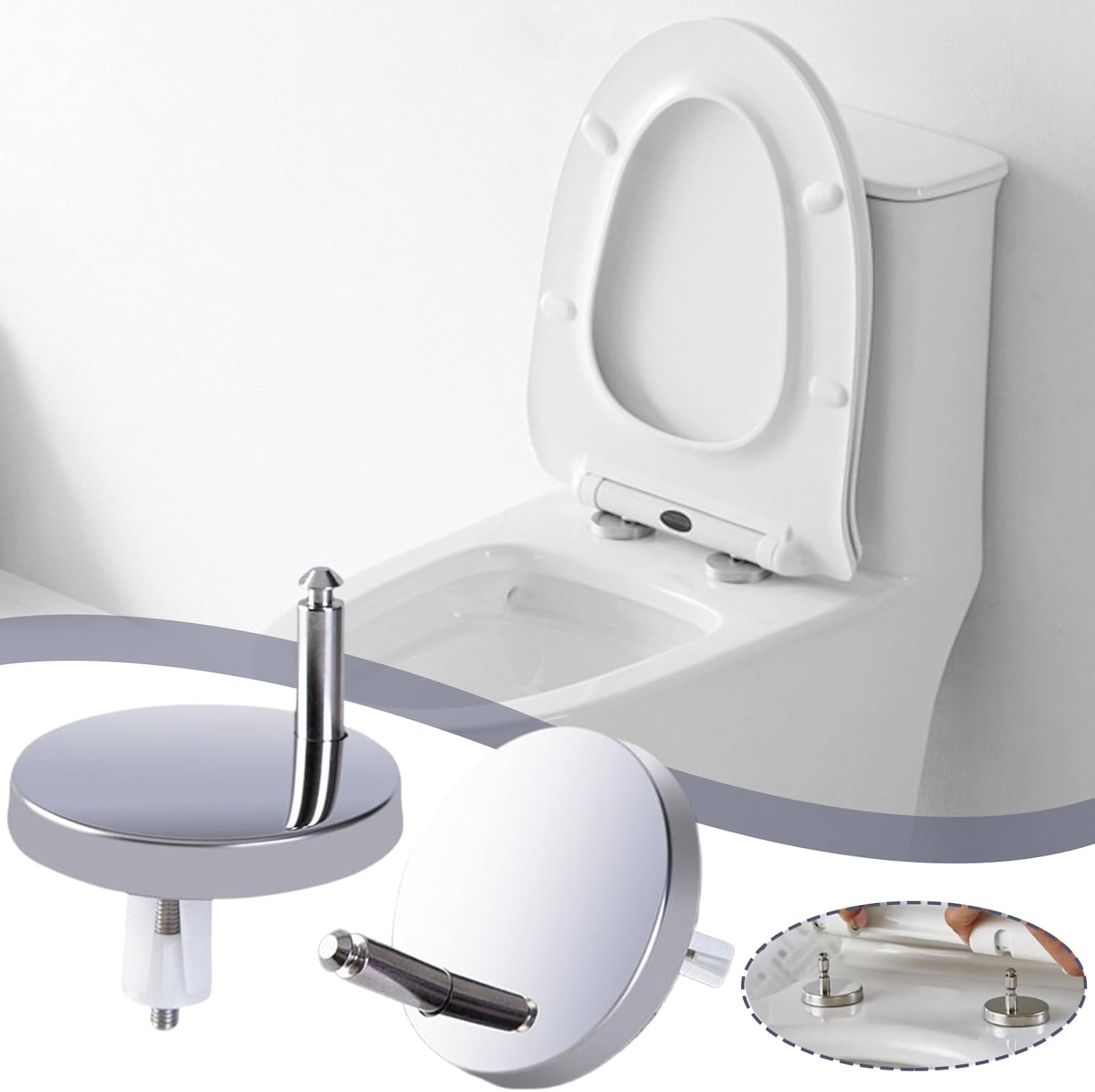 Toilet Top Fix Blind Hole Fittings | 2X Toilet Seat Hinges Replacement Expanding Screws - Fasten Replacement Bolts Nuts for Dorm Apartment Hotel Bathroom image number 2