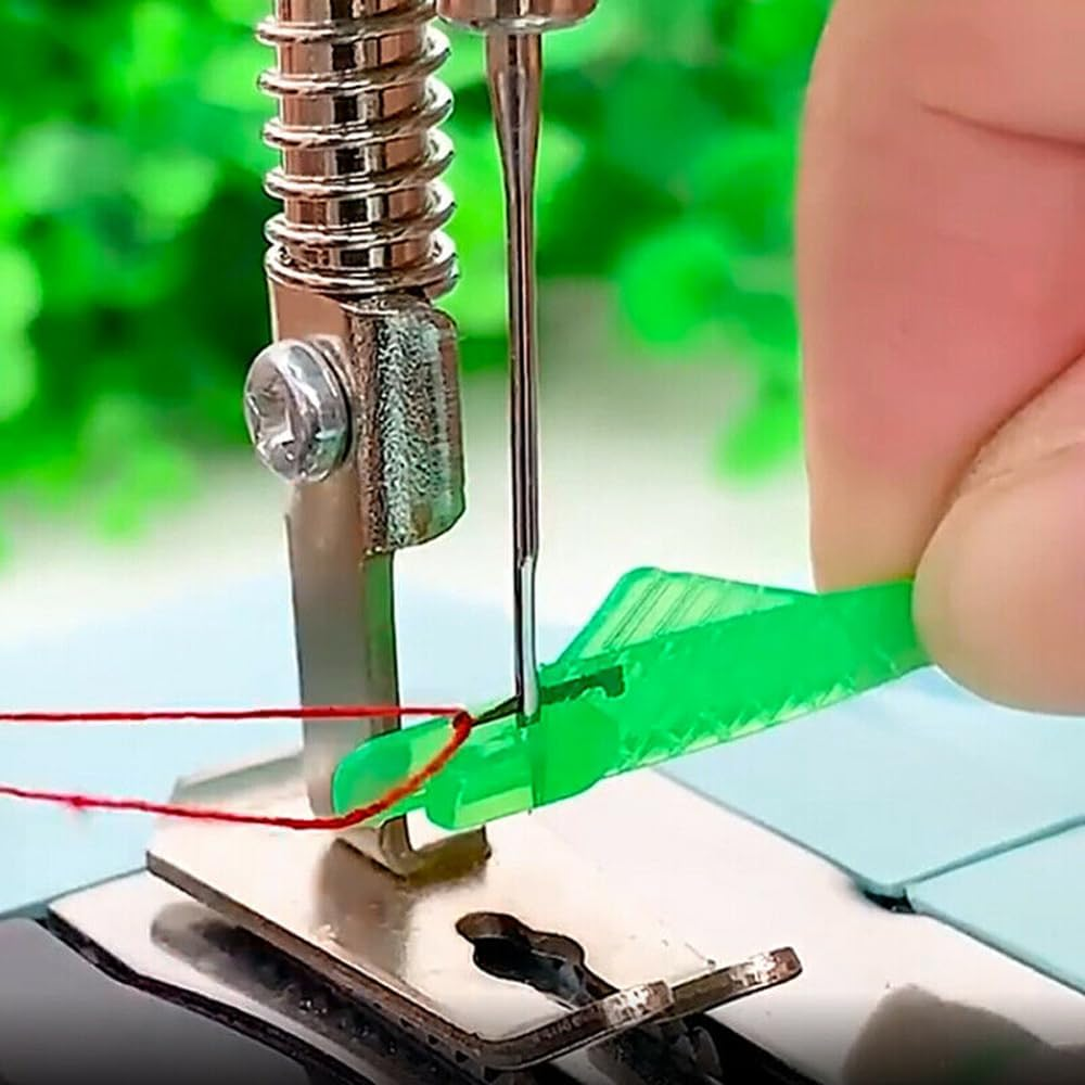 5X Green Sewing Machine Needle Threader Stitch Insertion Tool Automatic image number 3