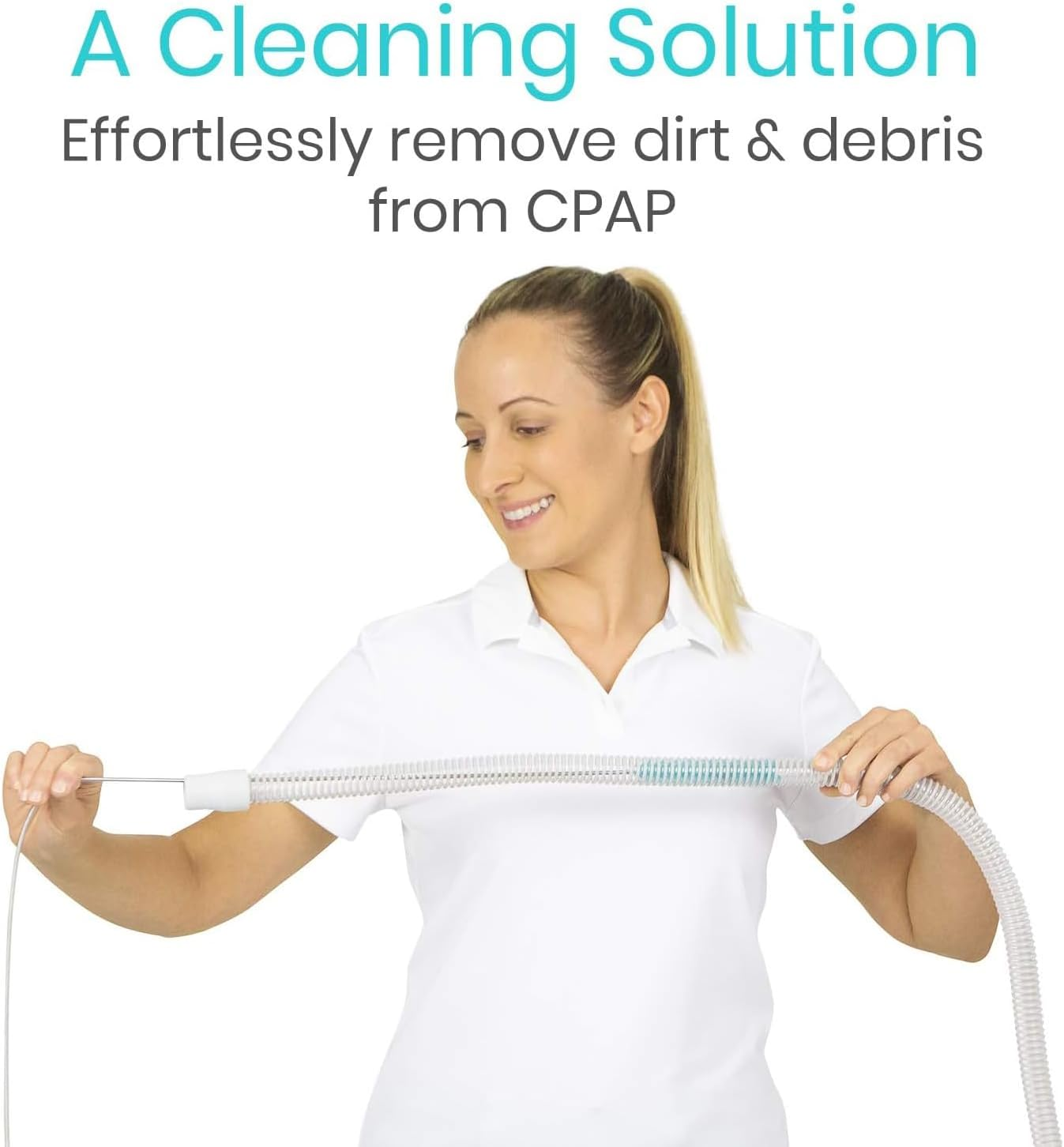 Universal CPAP Tube and Mask Cleaning Brush - Stainless Steel Cleaner for CPAP Hoses and Mask - Wire Bristle Solution - Portable, Flexible and to Easily Clean Standard Tubing Kit (Blue) image number 2