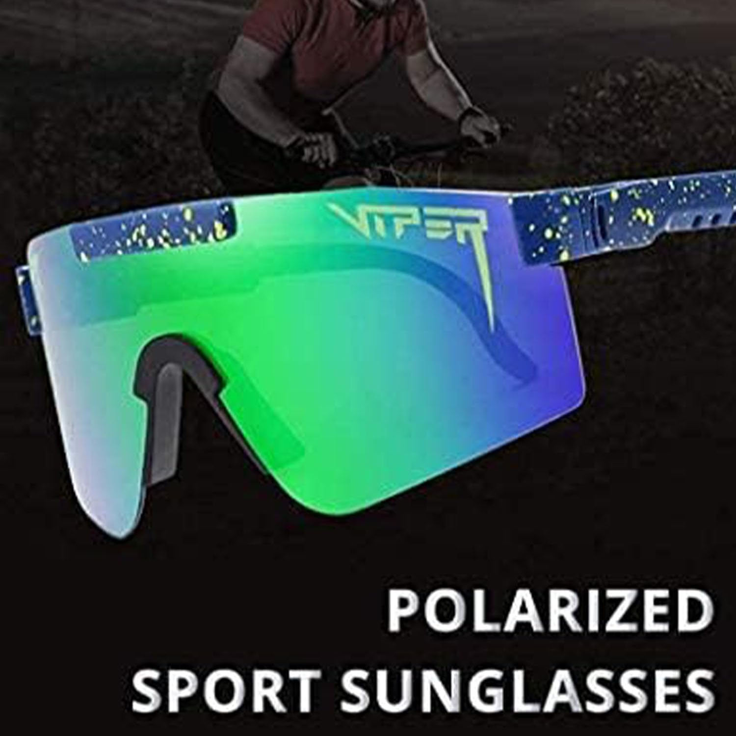 Polarized Sports Sunglasses Blue Lens Wide Fit Windproof Sports Eyewear Unisex Sports UV400 Goggles Outdoor Eyewear Ideal for Driving, Running Climbing Fishing and Golf image number 1