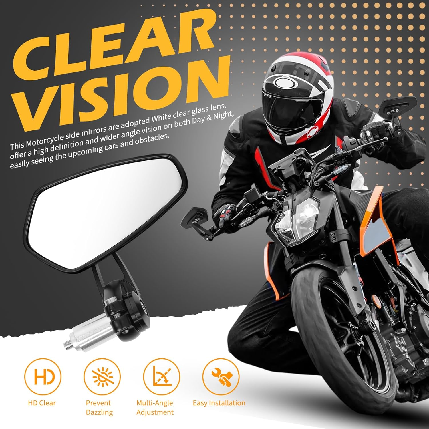 Black Motorcycle Bar End Mirrors Rear View CNC for Honda GROM MSX125 CB500F Kawasaki Z125 Pro Z650 Z750 Z800 Z900 ER6N ER6F Yamaha MT-03 MT-07 FZ-07 MT-09 FZ-09 MT-10 FZ-10 MT-25 FZ6 FZ8 FZ6R image number 4