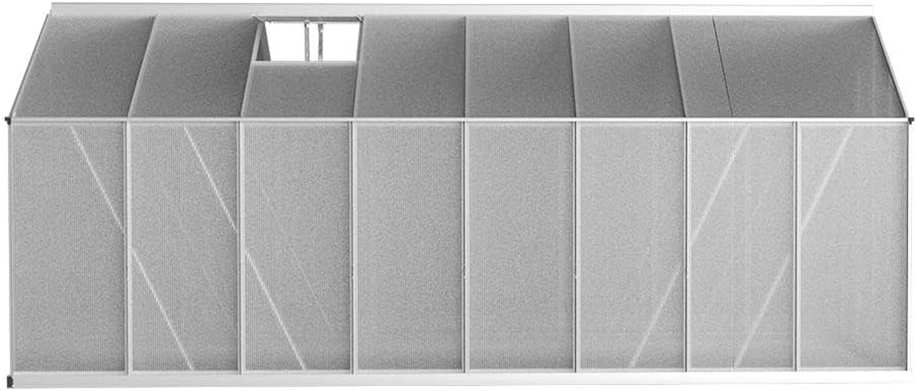 Green Fingers Aluminium Polycarbonate Walk-In Greenhouse 470X250X226Cm with Lockable Door, Ventilation Roof, Drainage System &ndash; Ideal Garden Shed for Plants, Tools & Outdoor Storage image number 3