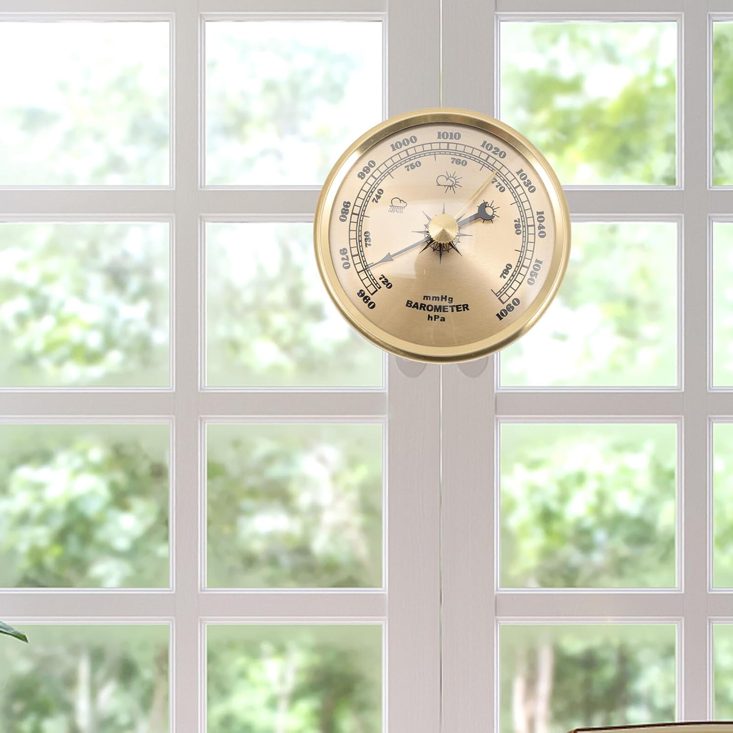 High Precision Portable Dial Barometer for Home Use Calibratable Aneroid Weather Monitor with Wall-Mounted Temperature Gauge Metal and Plastic Construction for Indoor and Garden image number 4