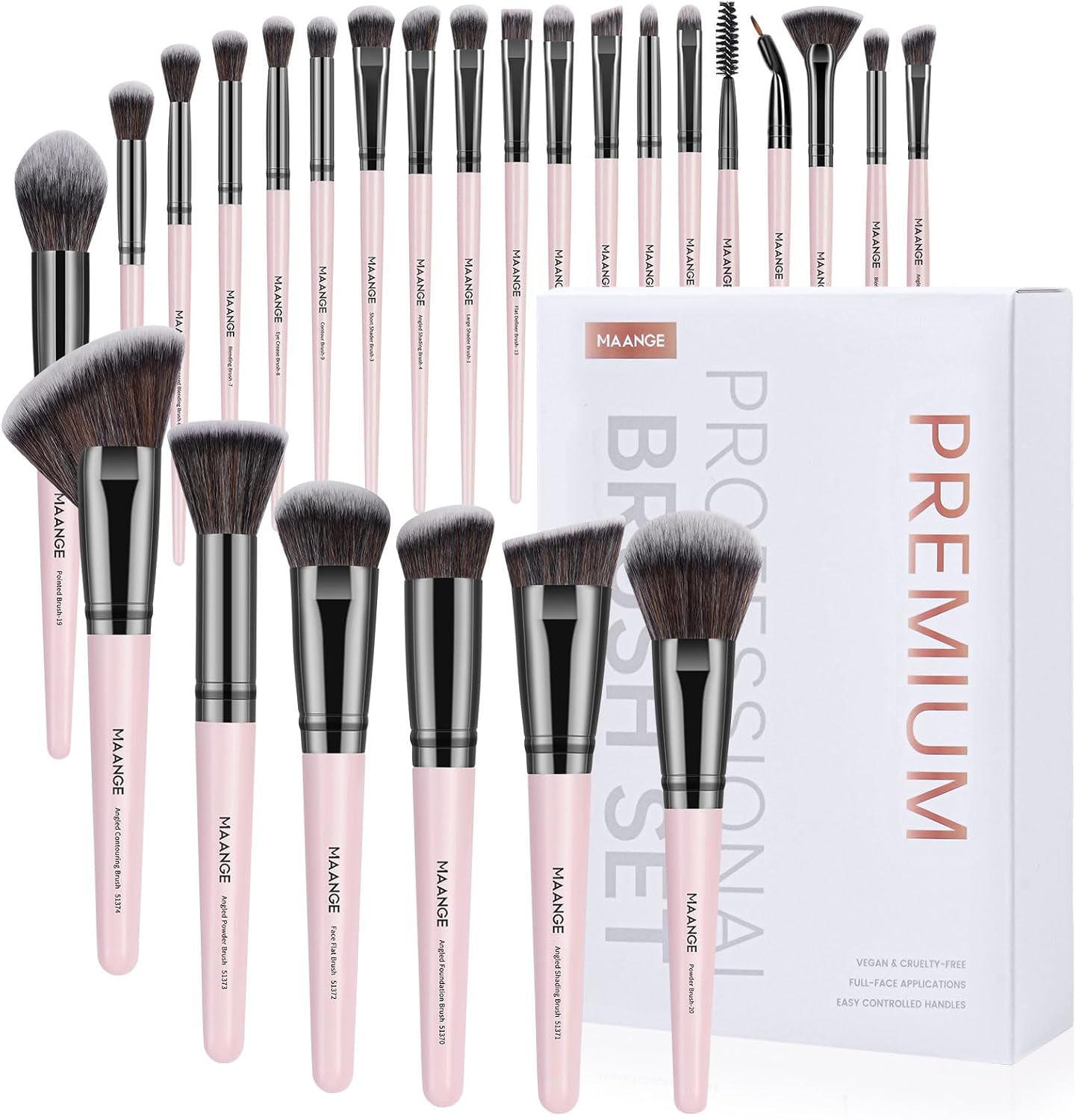 Make up Brushes, MAANGE 25Pcs Make up Brush Set Foundation Eyeshadow Blush Brush Blending Concealers Face Powder Eye Make up Brushes Set with Gift Box (Black)