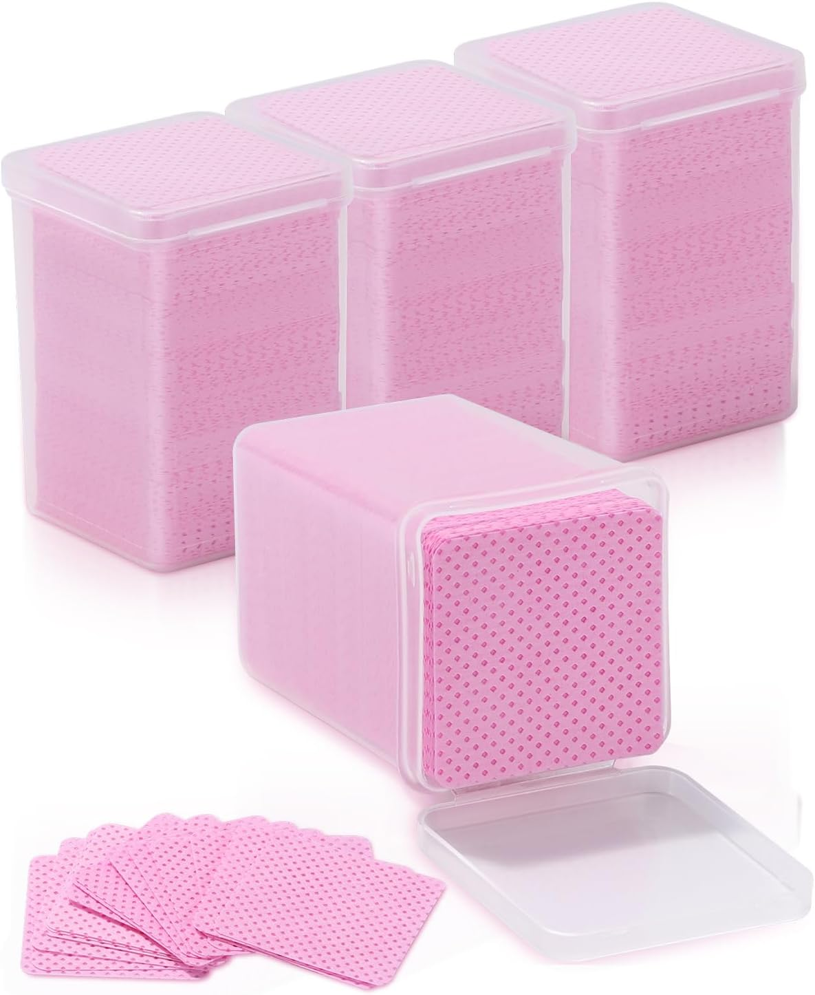 TEOYALL Lint Free Nail Wipes, 1200 PCS Non-Woven Fabric Nail Cleaning Pads Pink Lash Extensions Glue Cleaning Wipes Nail Salon Supplies (1200 PCS)