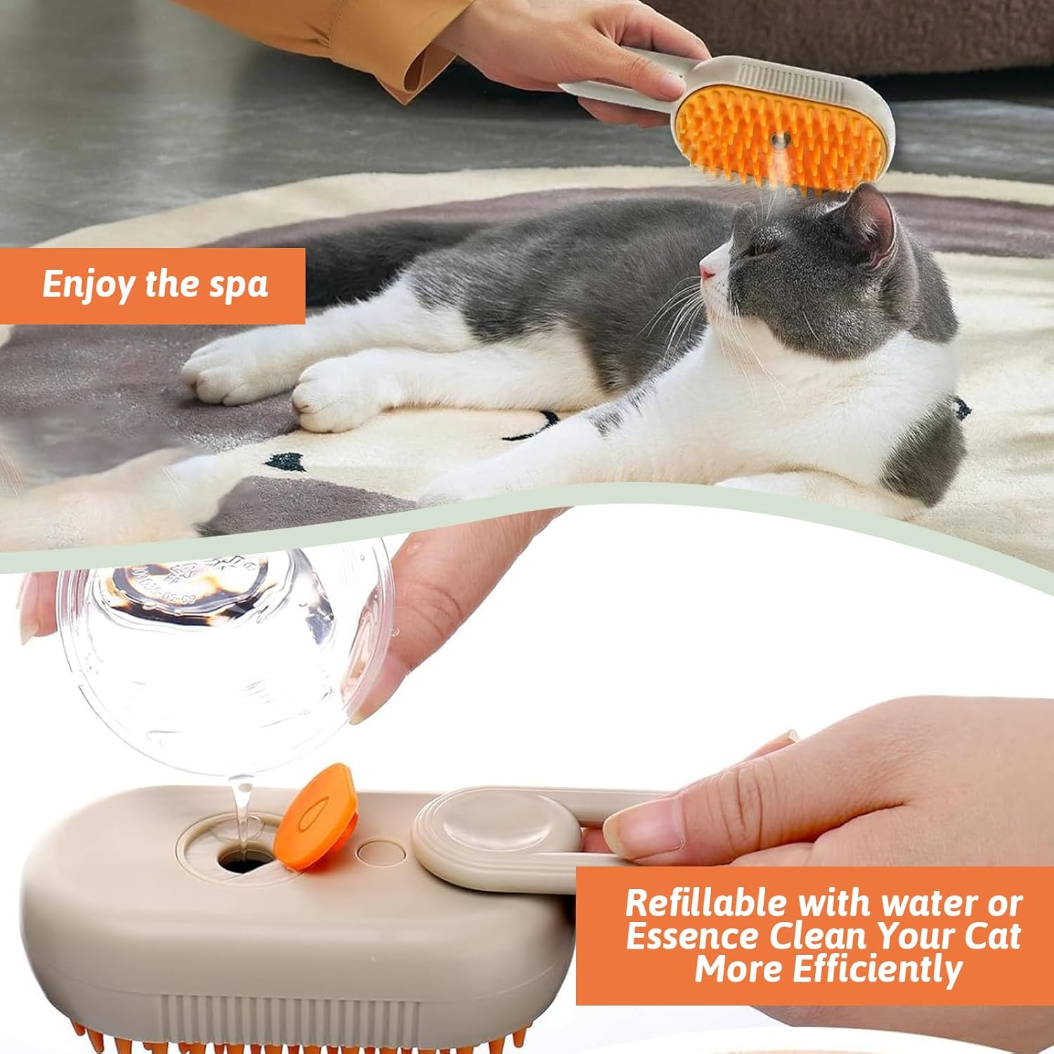 Cat Brush with Steam, Versatile Steam Brush Cat, Beauty Massage Steam Brush Dog, Spraying 3-In-1 Water Cat Brush, Pet Spray Massage Comb for Massage and Care (Latin Coffee Colour) image number 2
