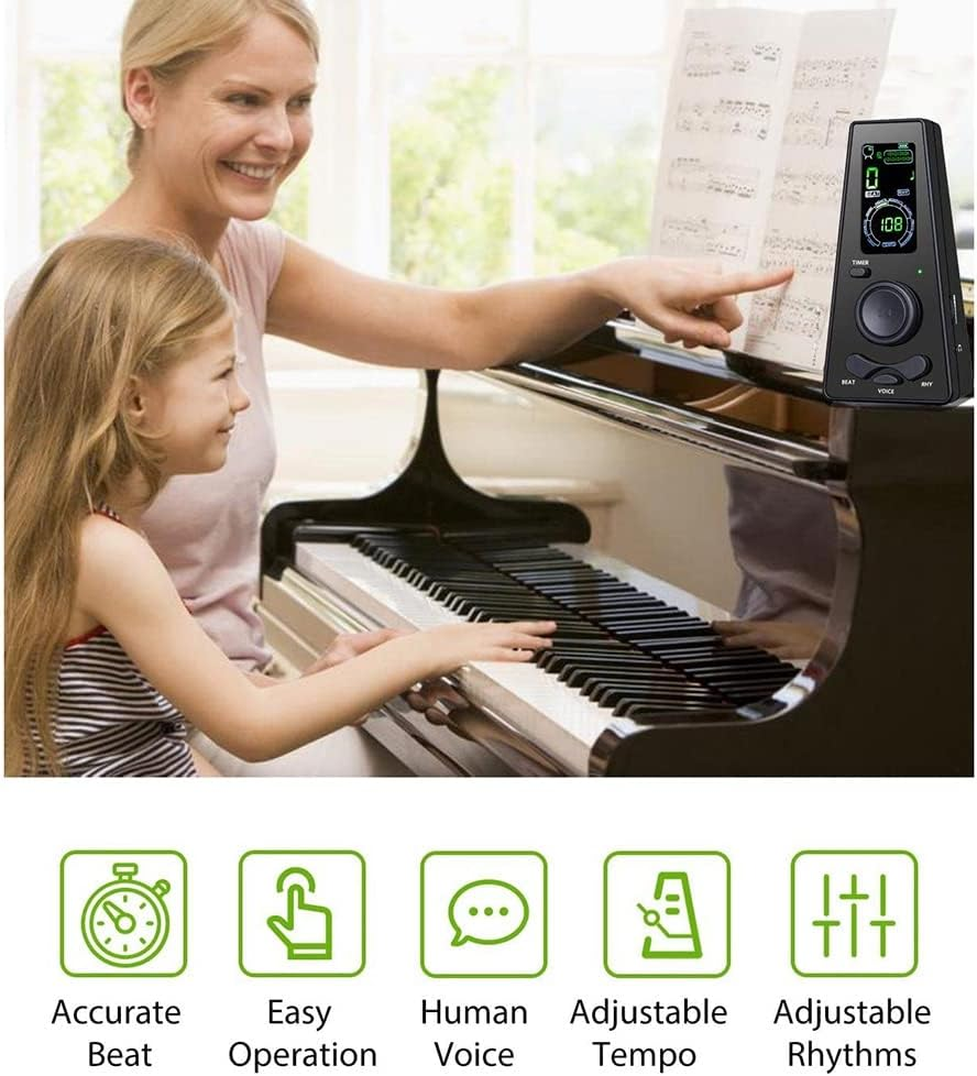 Domoi Electronic Metronome Digital Metronome Universal Metronome for Piano Metronome for Guitar Violin Drum,Black