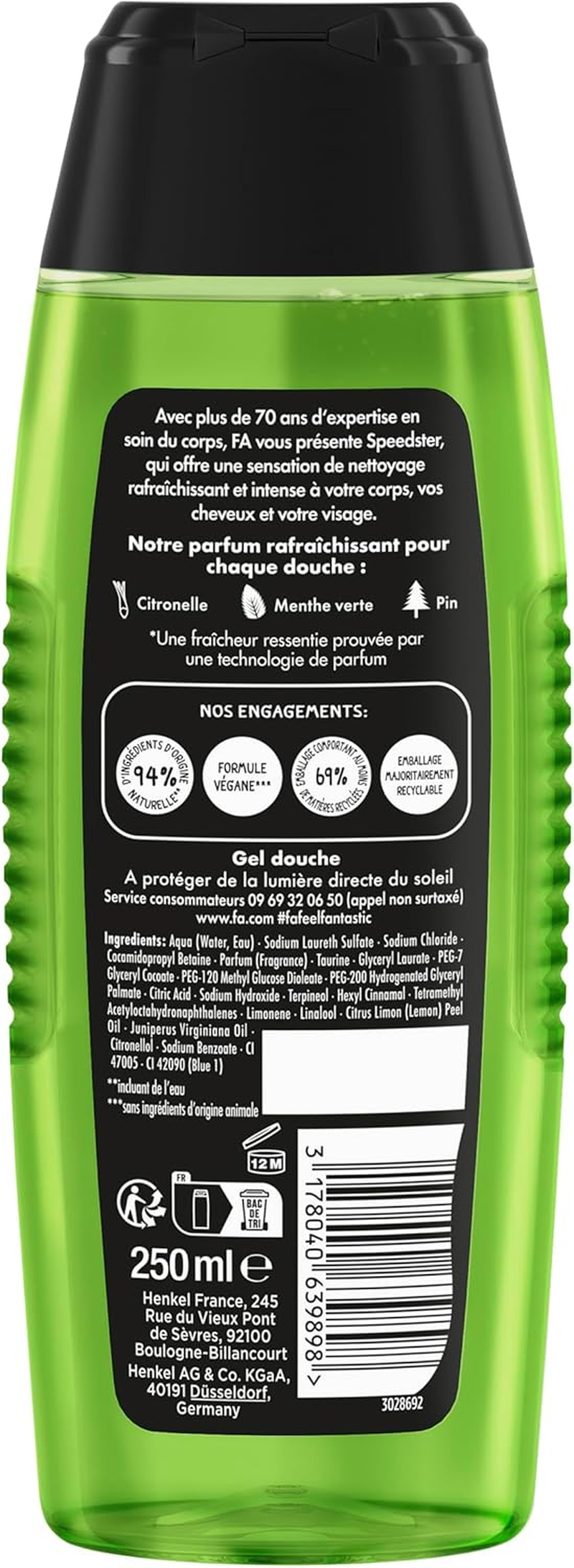 FA Shower Shampoo &ndash; Speedster &ndash; 250Ml &ndash; Pack of 3 image number 2