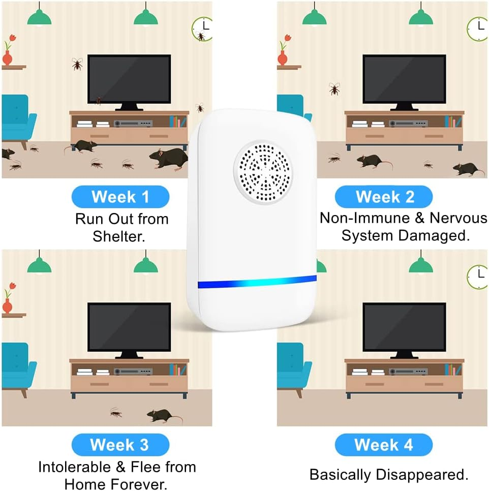 Ultrasonic Pest Repeller 4 Pack, Insect Control, Spider Repellent, Plug in Indoor Mouse Deterrent, anti Moths, Ants, Bed Bugs, Fleas, Cockroaches, Flies, Spider, Wasp (Classic 4 Pack) - Classic 2 Pack image number 5