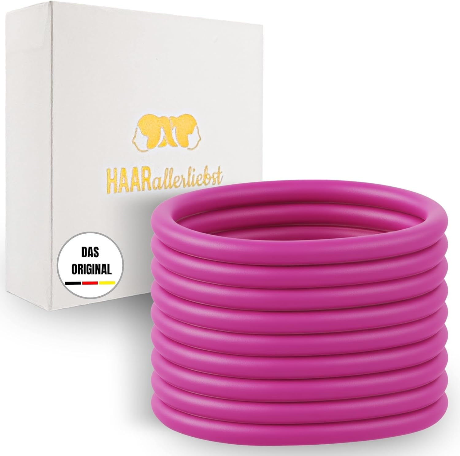 Haarallerliebst Silicone Hair Bobbles (Pack of 9 | Pink | 5 Cm) with Box for Storage (Box Colour: Pink)
