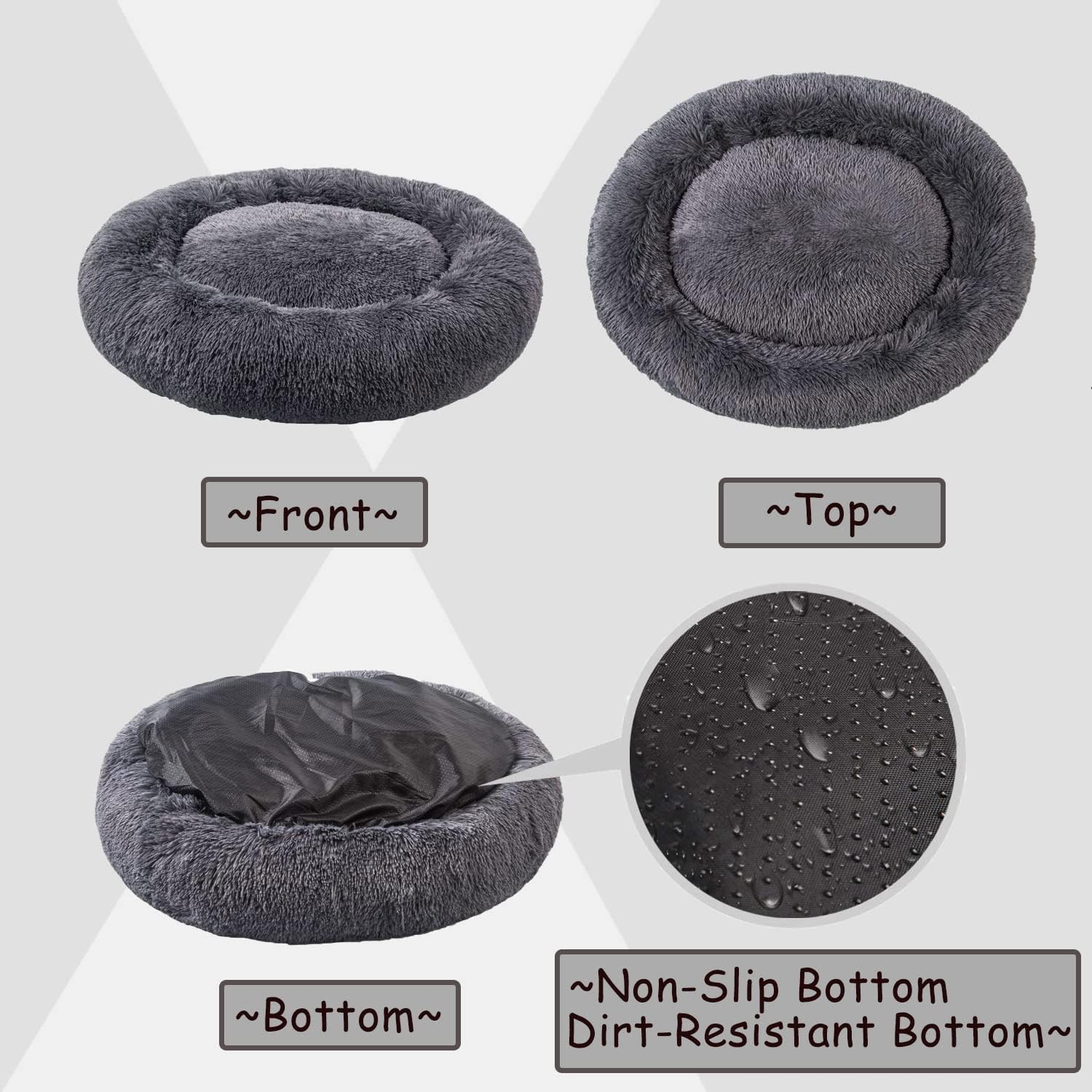 Cat Beds for Indoor Cats, Calming Cat Dog Beds for Small Medium Cats Dogs anti Anxiety Kittens Puppy Donut Bed Machine Washable Cat Bed Warming Soft Fuzzy Comfy round Pet Bed (Dark Grey, 24 Inches) image number 6