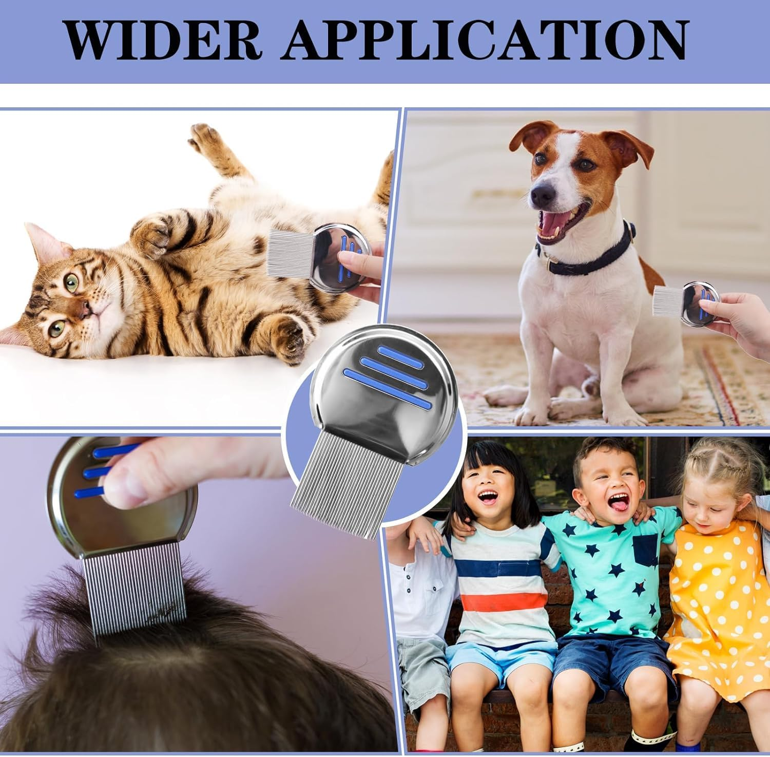 Lice Comb-Professional Stainless Steel Comb- Quick Results for Head Lice Treatment - Suitable for All Hair Types,| Dandruff Comb | Psoriasis Comb-Lice Brush（2 Pack） image number 3