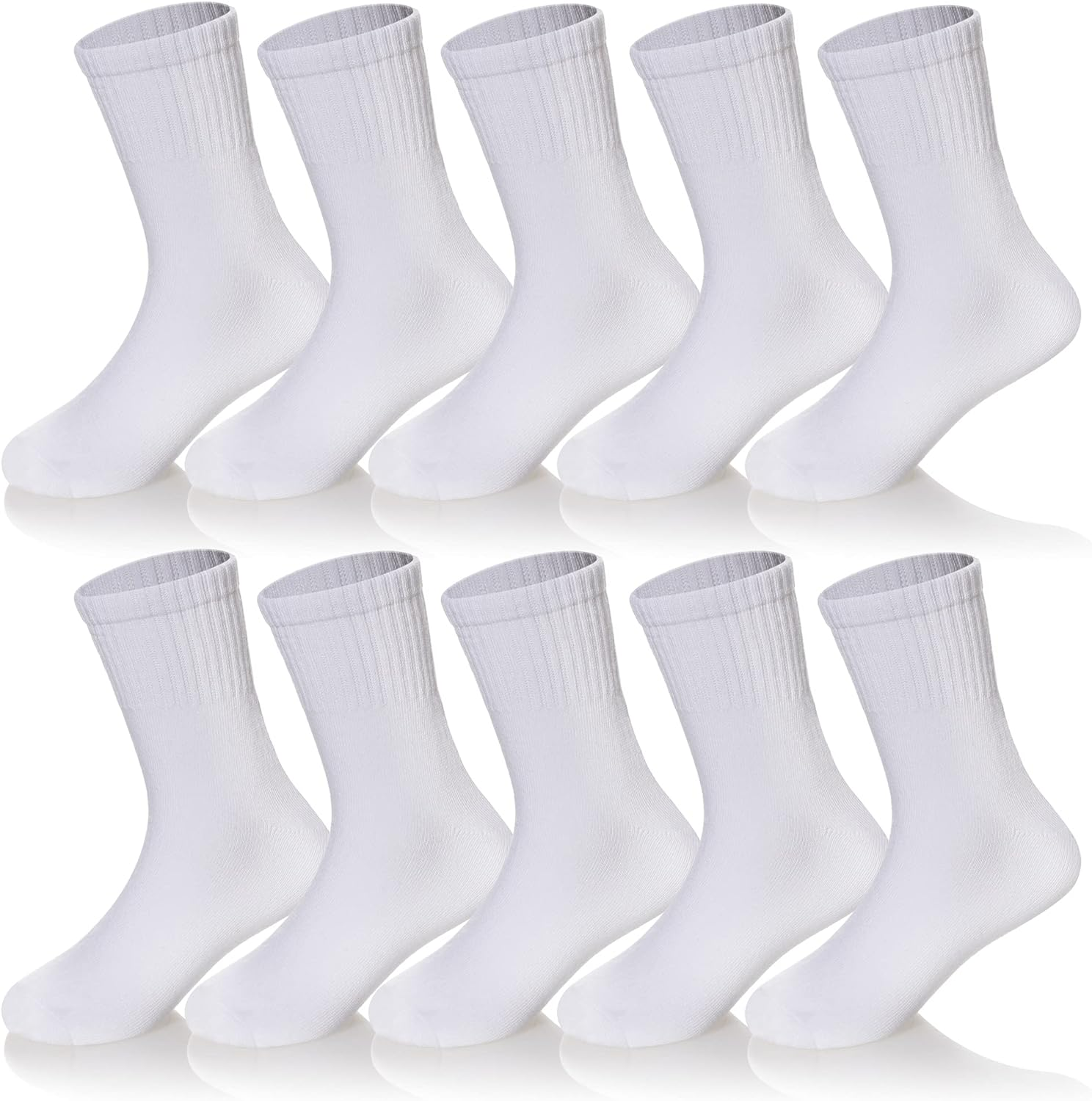 Kids Classics Crew Socks 10 Pairs Child Boy Girls Athletic Cotton Basic School Uniform Breathable Casual Sports Socks image number 3