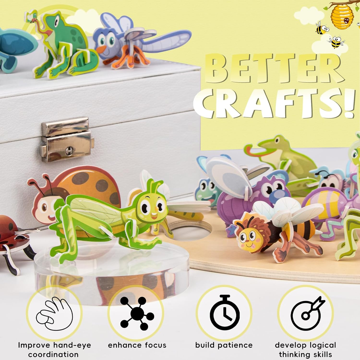 3D Puzzles for Teen, 25 PCS Educational Cartoon 3D Puzzle Kit, Engaging 3-D Puzzles Set for Teenagers Constructible, Ideal Fun Art Crafts Birthday and Holiday Gifts for Adolescents, Insect Themed image number 3