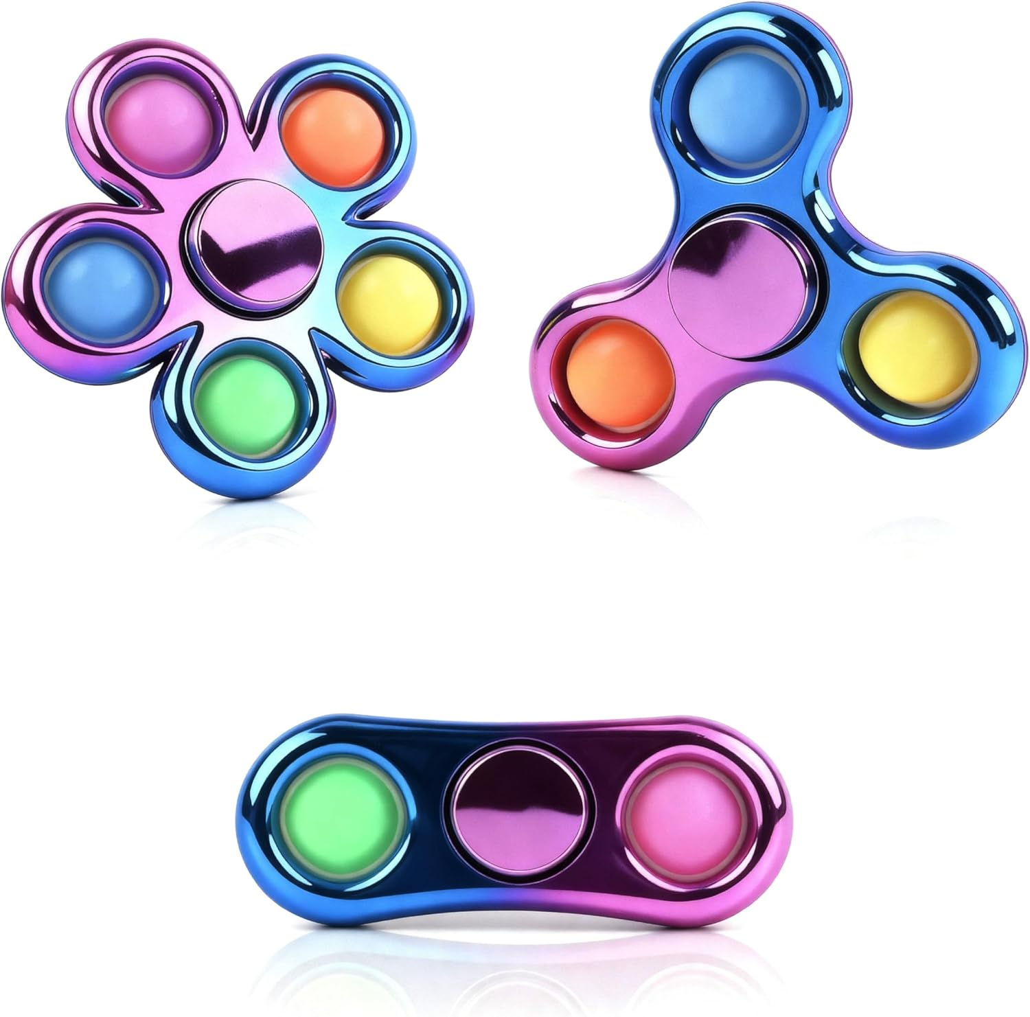 Zoltrax 3 Pack Pop Fidget Spinner,Rainbow Metal Pop It Fidget Toy for Kids Adults,Sensory Toys for Kids Party Favors Supplies,Adhd Focus Stress Relief Hand Spinner image number 6