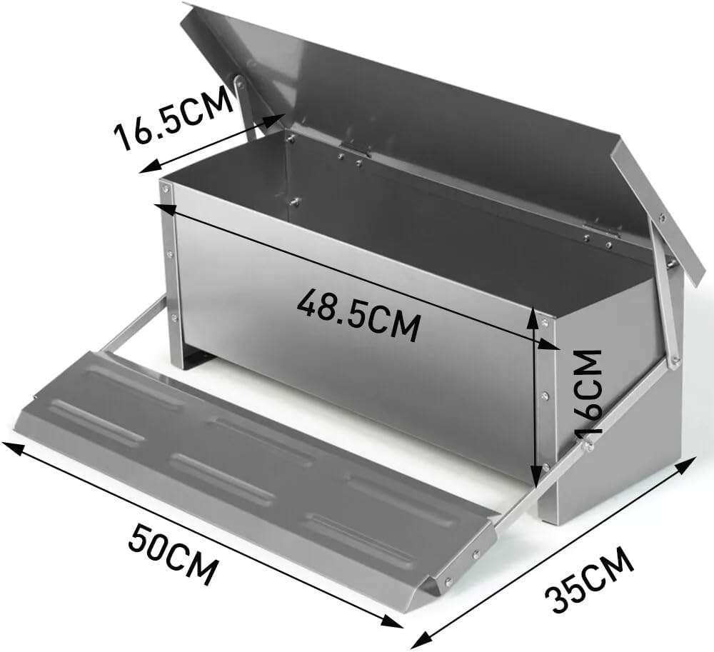 10KG Automatic Chicken Feeder &ndash; Weatherproof Galvanised Poultry Treadle Feeder for Chicken, Duck & Goose &ndash; Rat-Proof Outdoor Metal Feed Box for Coop or Backyard image number 4