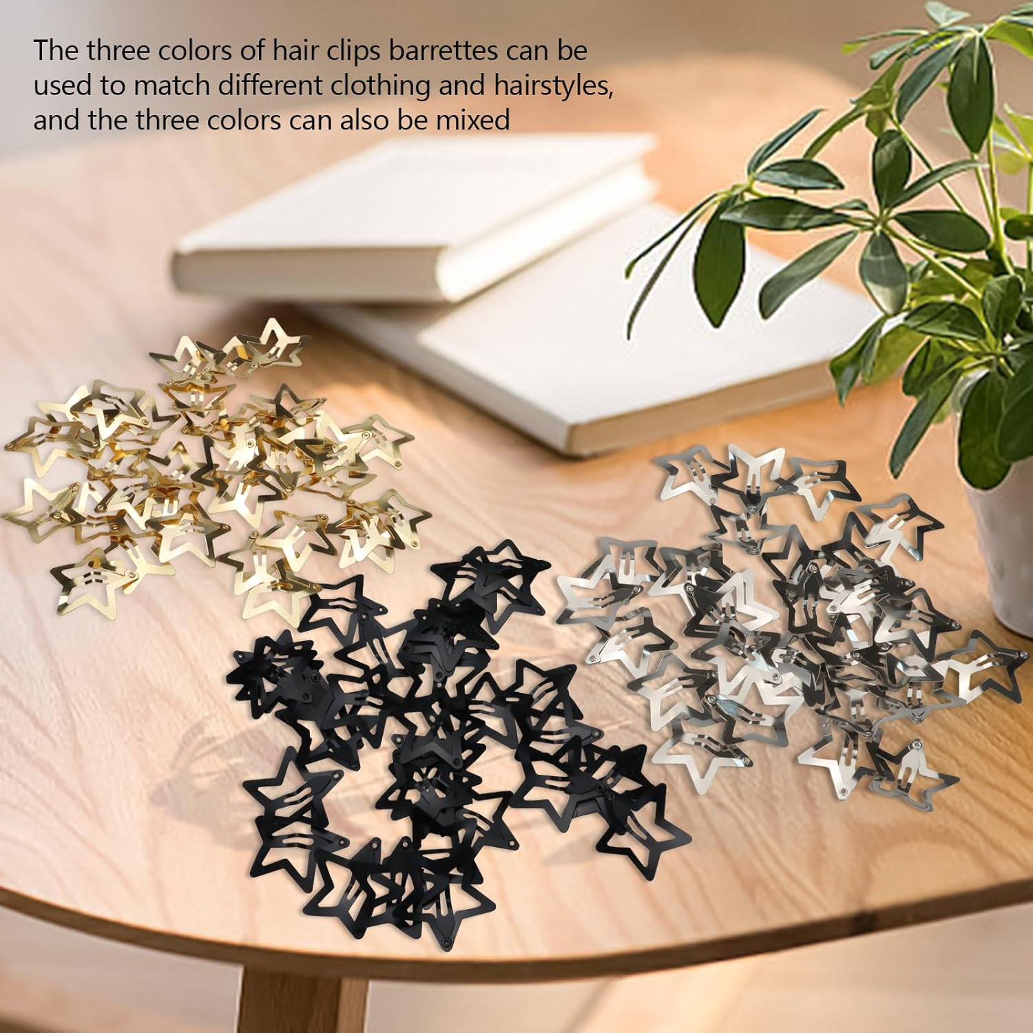 Modixun 90 Pieces 3Cm Star Hair Clips Star Clips 2000S Star Hair Accessories Non-Slip Metal Hair Clips Cute Hair Clips Kawaii Hair Clips for Women (Silver+Gold+ image number 6