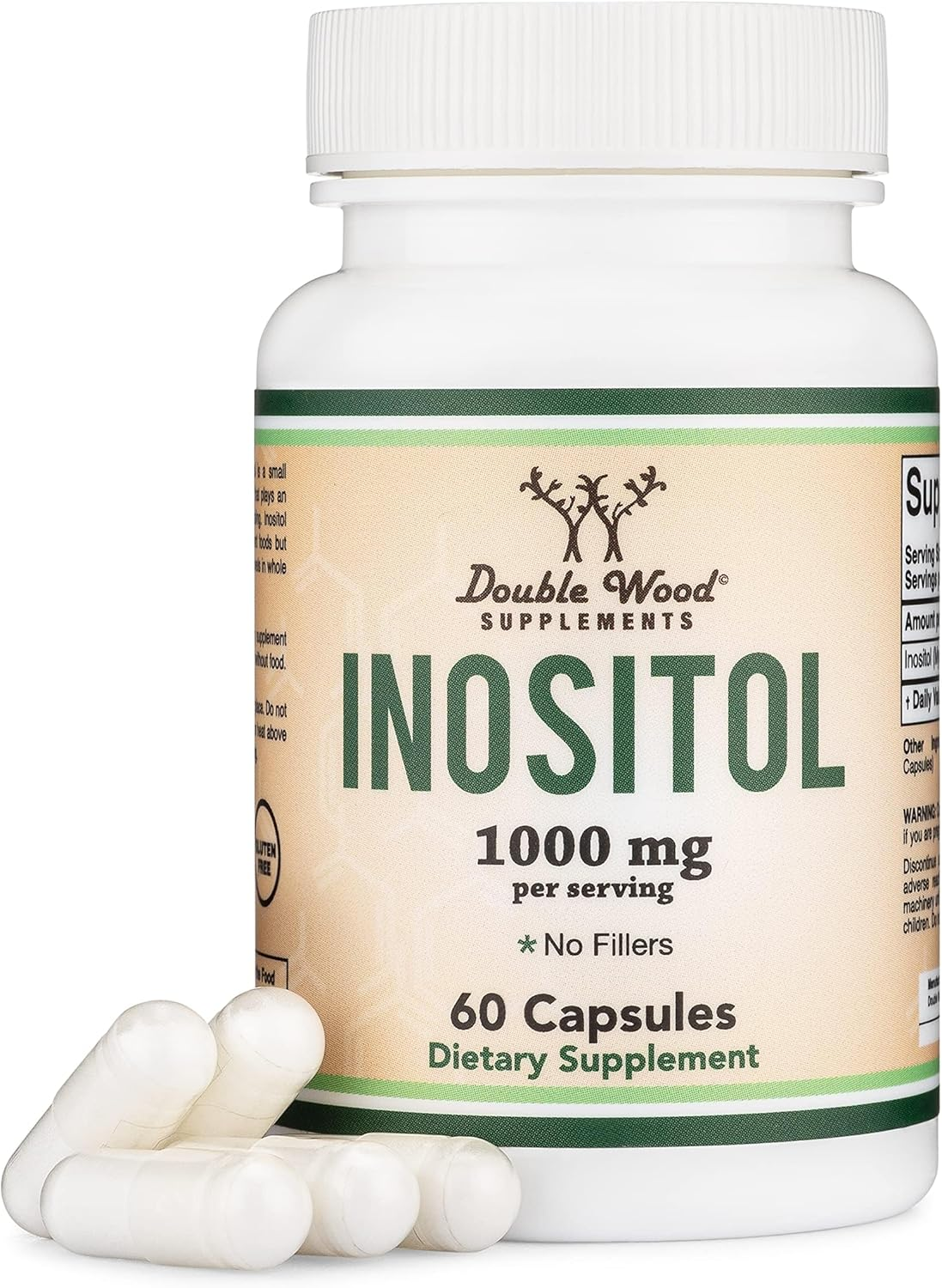Inositol Capsules (Myo Inositol) 1000Mg Health Support for Women (60 Count)(No Fillers, Vegan Safe, Gluten Free) by Double Wood image number 1