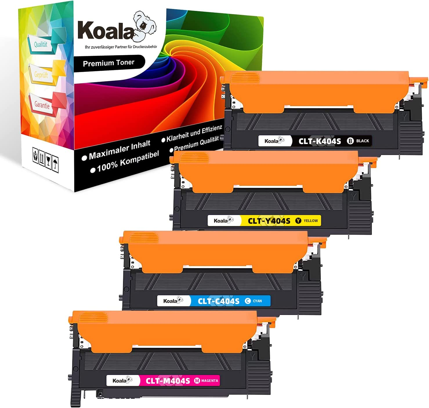 Koala Compatible Toner Cartridge Replacement for Samsung CLT-K404S CLT-C404S CLT-M404S CLT-Y404S CLT-P404C for Xpress SL C430 C430W C480 C480W C480FW C480FN Printer (Black, Cyan, Magenta, Yellow) image number 1
