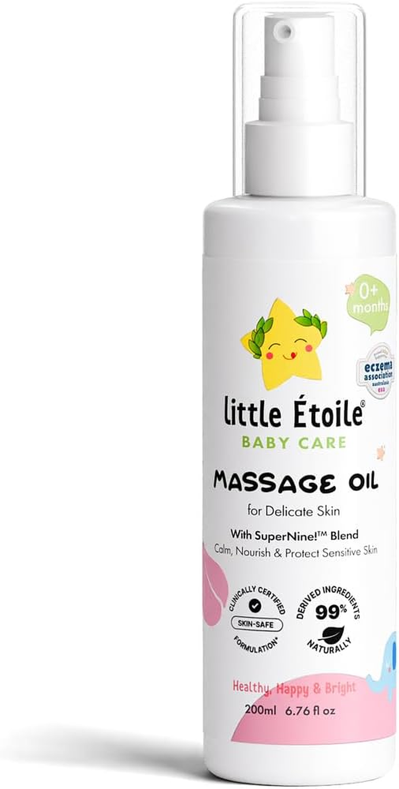Little &Eacute;toile Natural Baby Massage Oil &ndash; Gentle Baby Bath Oil with Botanical Blend for Newborns 0+ Months &ndash; 200Ml