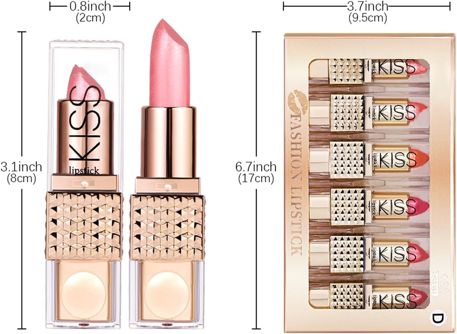 Shimmer Lipstick - Shimmer Matte Lipstick Set,Long-Lasting Hydrating Makeup Lip Sticks for Party Wedding Bridal Everyday Use by Girls and Women image number 2