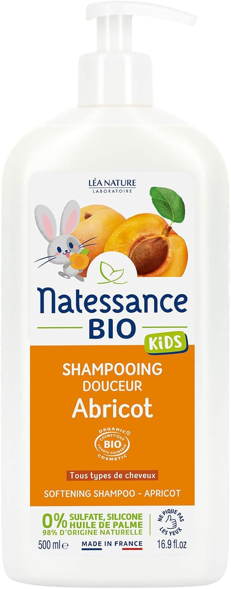 Natessance Kids Shampoo for Children Especially Gentle Apricot without Sulphates, 500 Ml image number 1