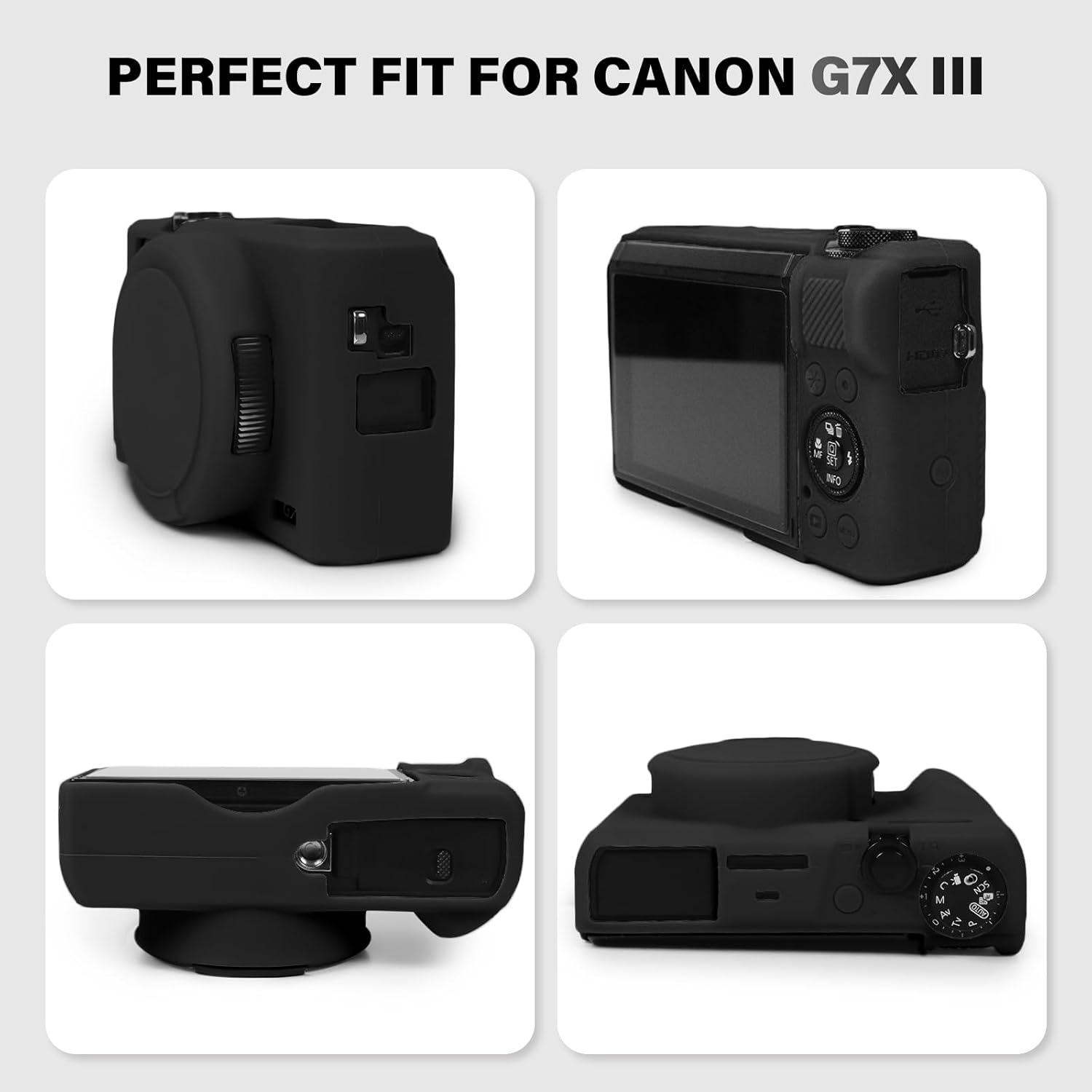 Case for Canon Powershot G7X Mark III Digital Camera, Soft Silicone G7X Mark III Camera Case Accessories, Protective Cover Case for G7XIII G7X3 with Detachable Lens Cover - Black image number 6