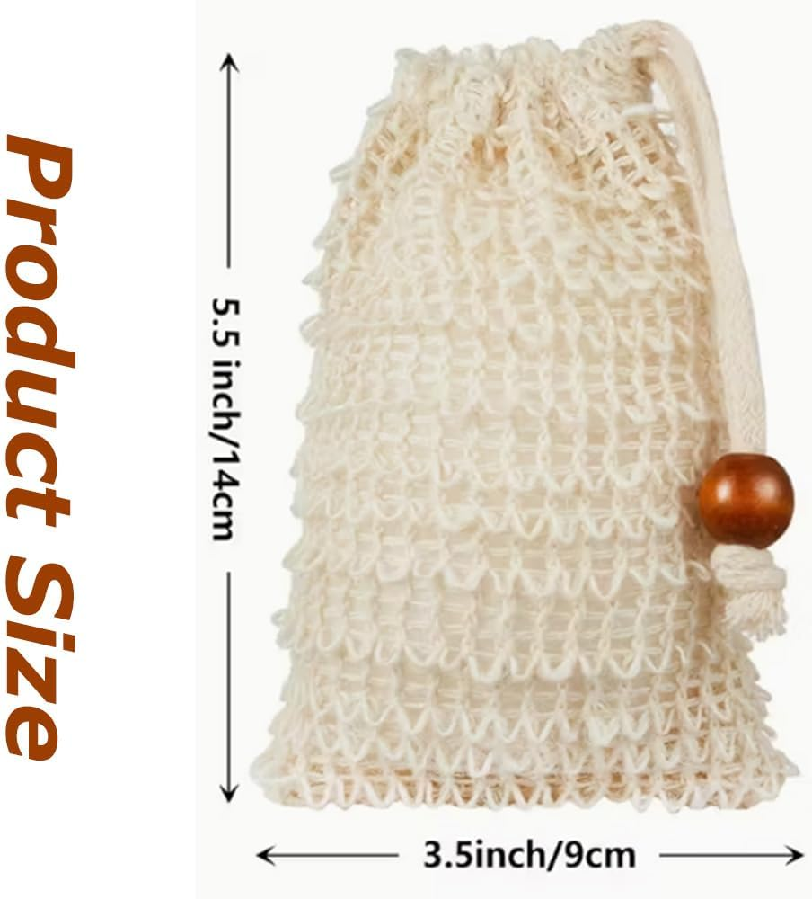 50 Pack Soap Bag,With Drawstring Exfoliating Pouch, Drawstring Soap Bags with Wooden Beads,Bathing and Shower Soap Bags,For Bath and Shower image number 5