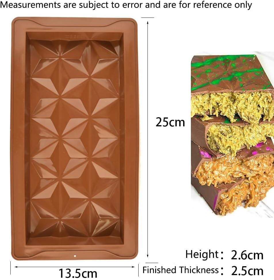 Generic Kithonrs 2 Pack Chocolate Moulds, Large and Thick Silicone Chocolate Bar Molds, Rectangular Prism Shape