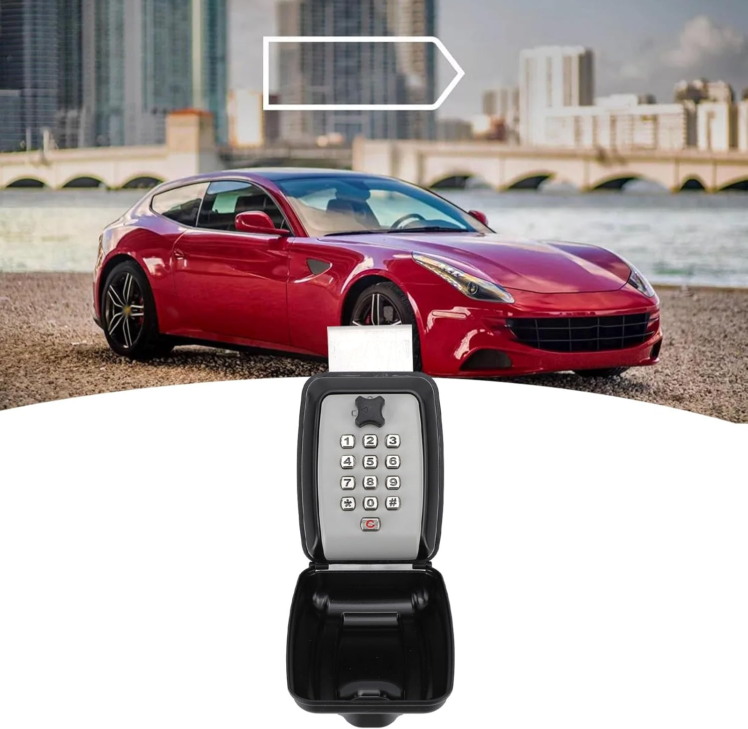 Car Window Lock Box, Car Lock Box Car Window Punch Button Lock Box for Turo, Waterproof 12 Digit Combination Punch Button Key Lock Box, Car Key Lock Box, Large Capacity