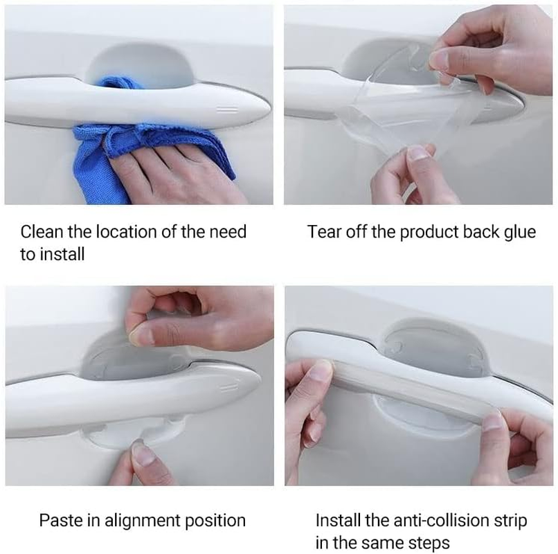 AIMALL 8PCS Car Door Handle Scratch Protector Clear Anti-Collision Strip Sticker Accessories, Durable Anti-Collision Strips Stickers for Various Car Models image number 2